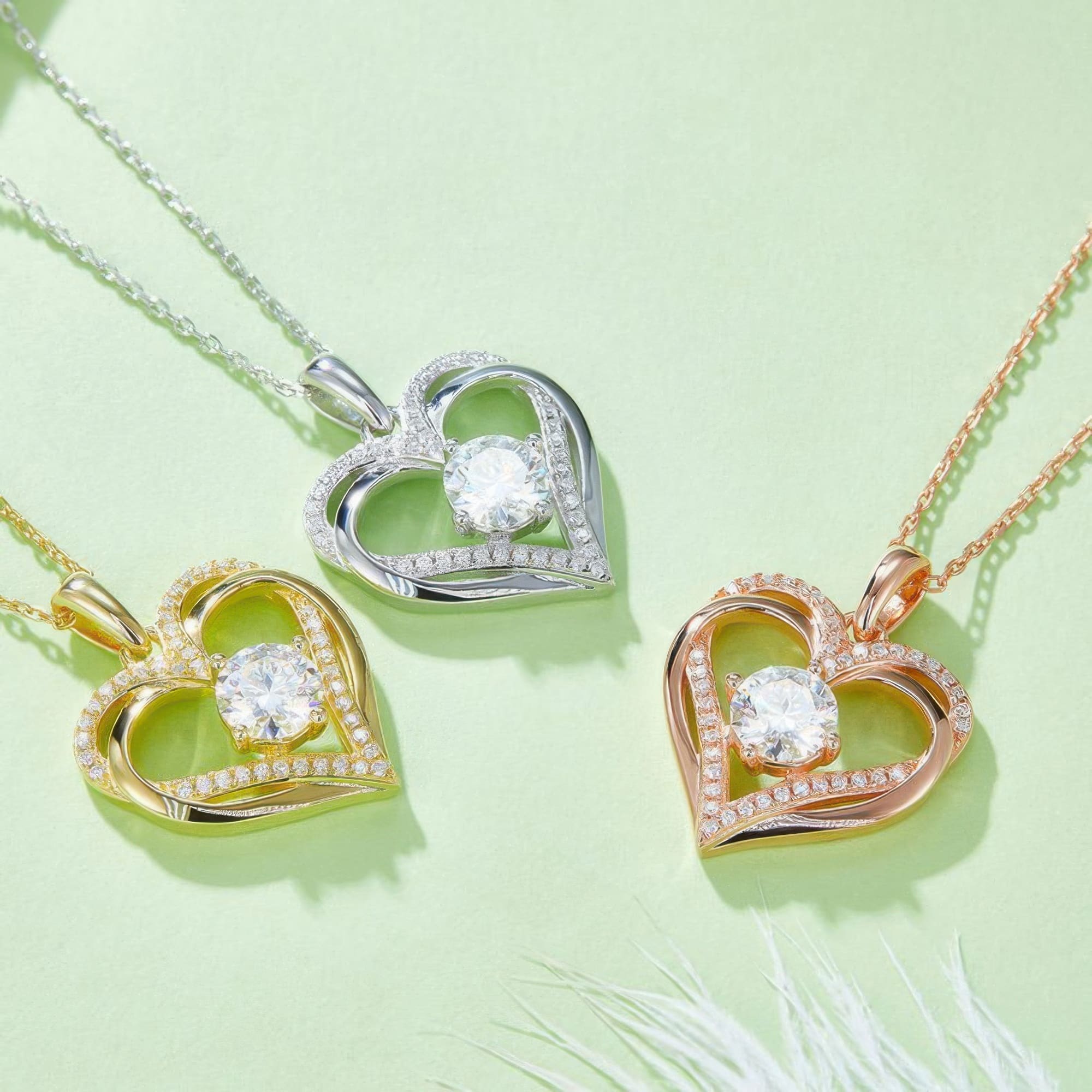 1.2ct Heart Moissanite Pendant Necklace | 925 Sterling Silver | 3 Gold Colors - alternate view