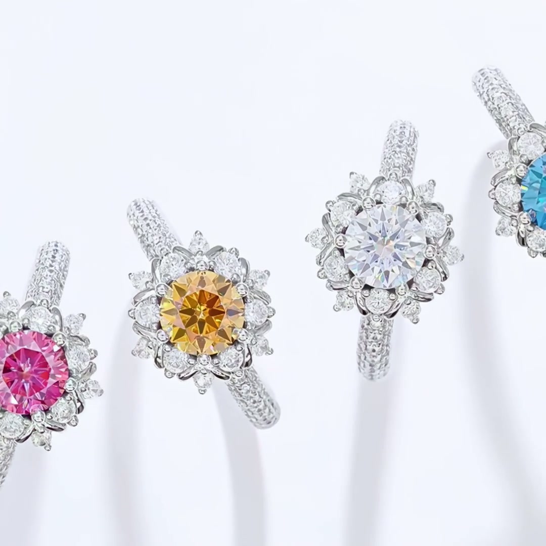 Crown Moissanite Engagement Ring | 1CT Hearts & Arrows Cut product video thumbnail