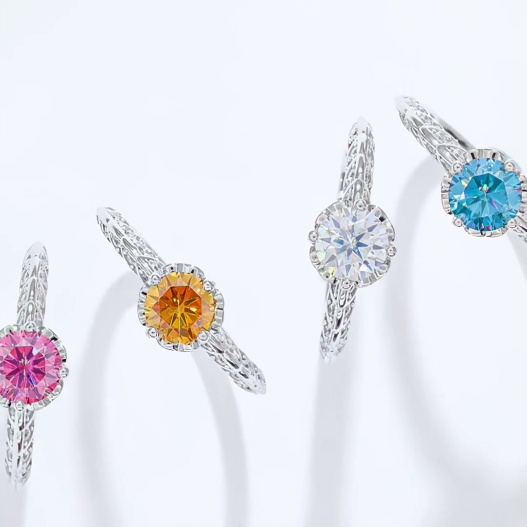 1 Carat Moissanite Crown Ring | 925 Sterling Silver product video thumbnail