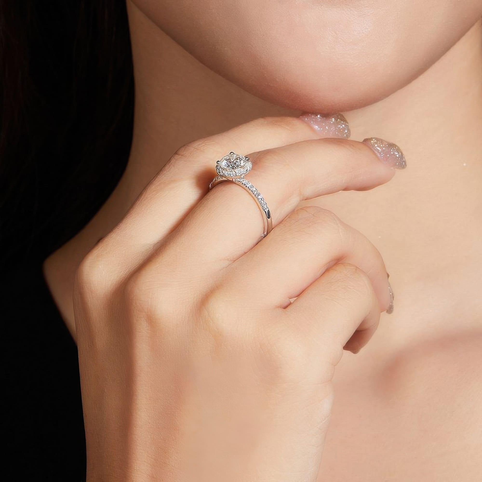 1 Carat Moissanite Engagement Ring | D Color Round Cut 925 Sterling Silver - alternate view