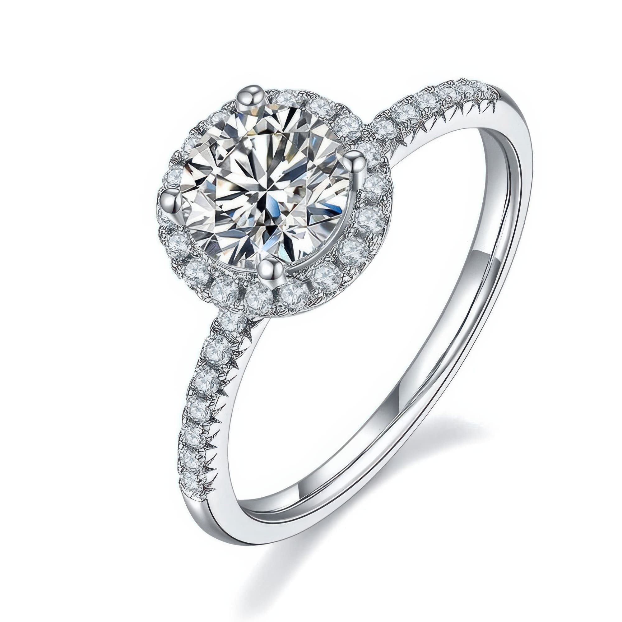 1 Carat Moissanite Engagement Ring | D Color Round Cut 925 Sterling Silver