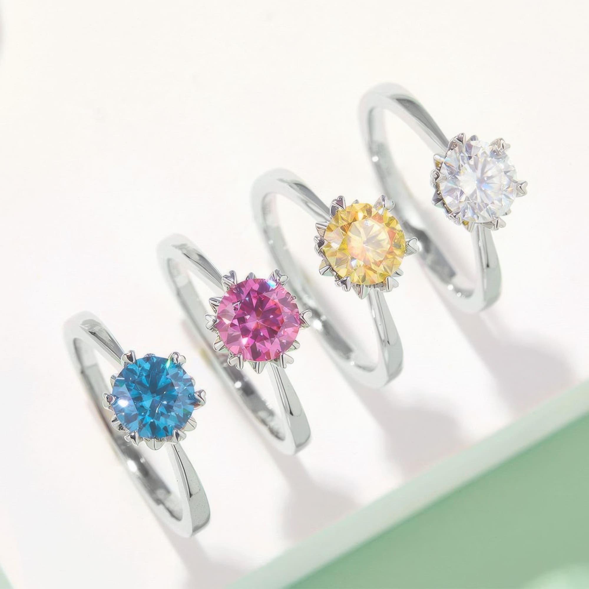 Snowflake Moissanite Ring | 1ct Geometric Design 18K White Gold Plated 925 Silver - Image 7