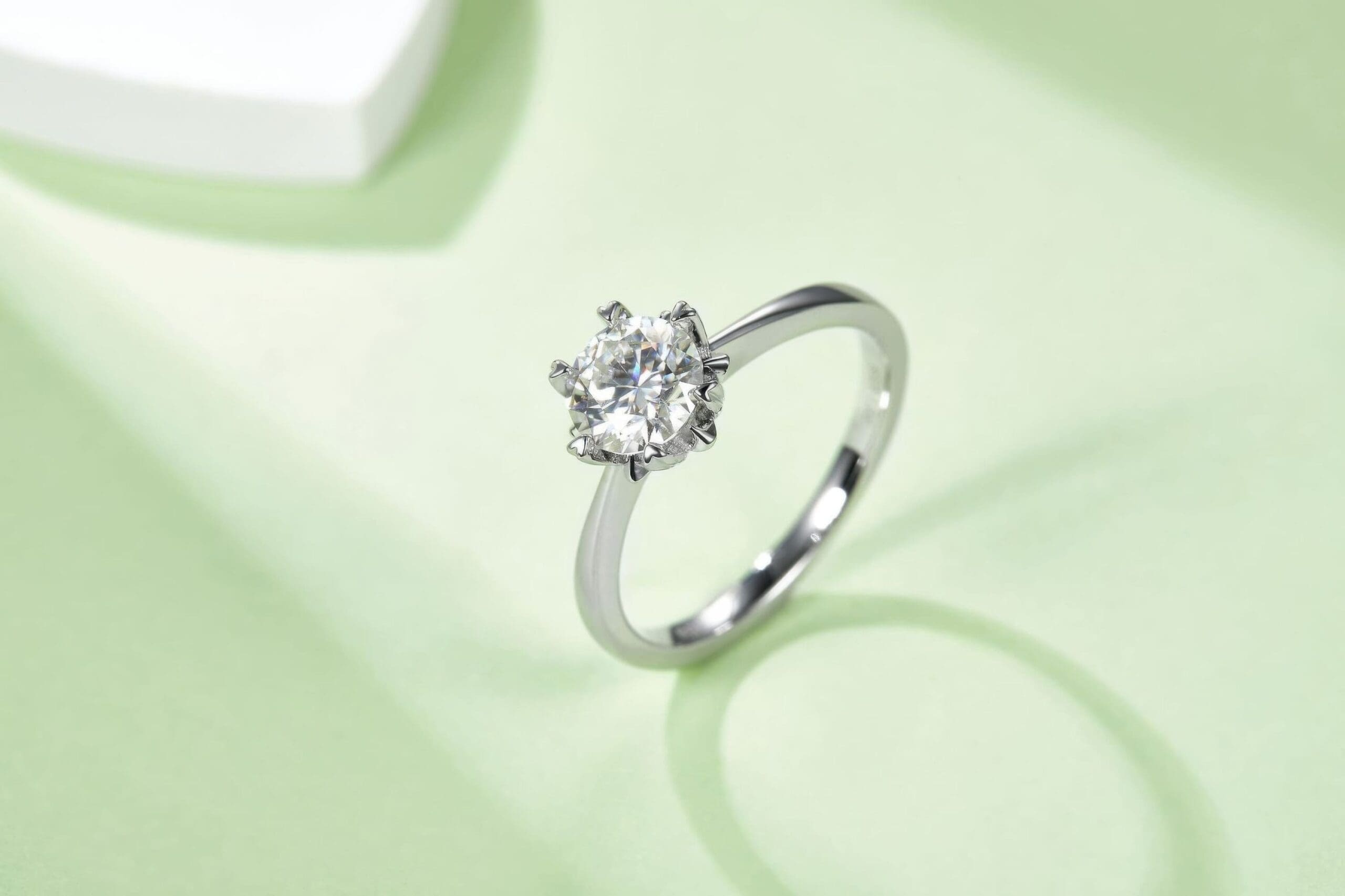 Snowflake Moissanite Ring | 1ct Geometric Design 18K White Gold Plated 925 Silver - Image 5