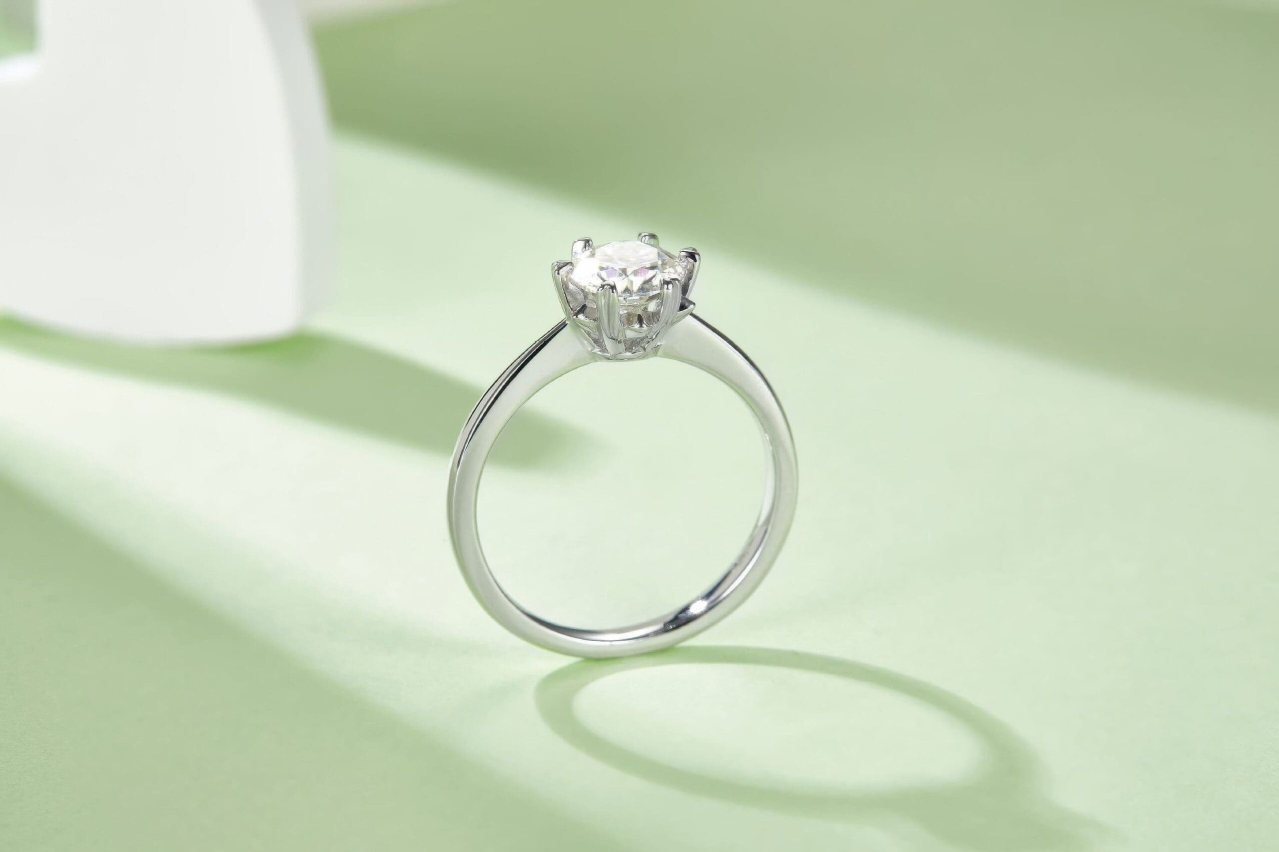 Snowflake Moissanite Ring | 1ct Geometric Design 18K White Gold Plated 925 Silver - Image 6