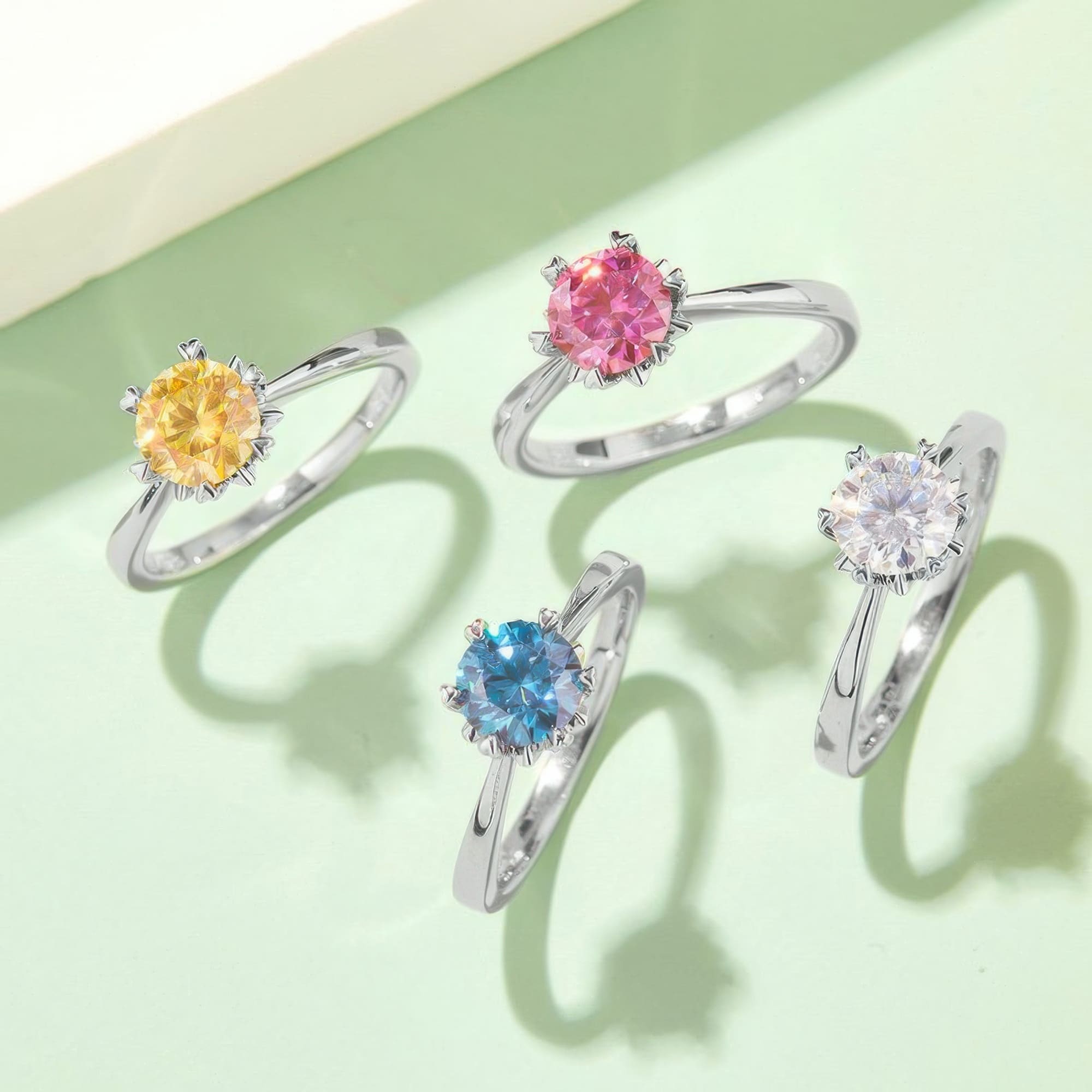 Snowflake Moissanite Ring | 1ct Geometric Design 18K White Gold Plated 925 Silver - Image 8