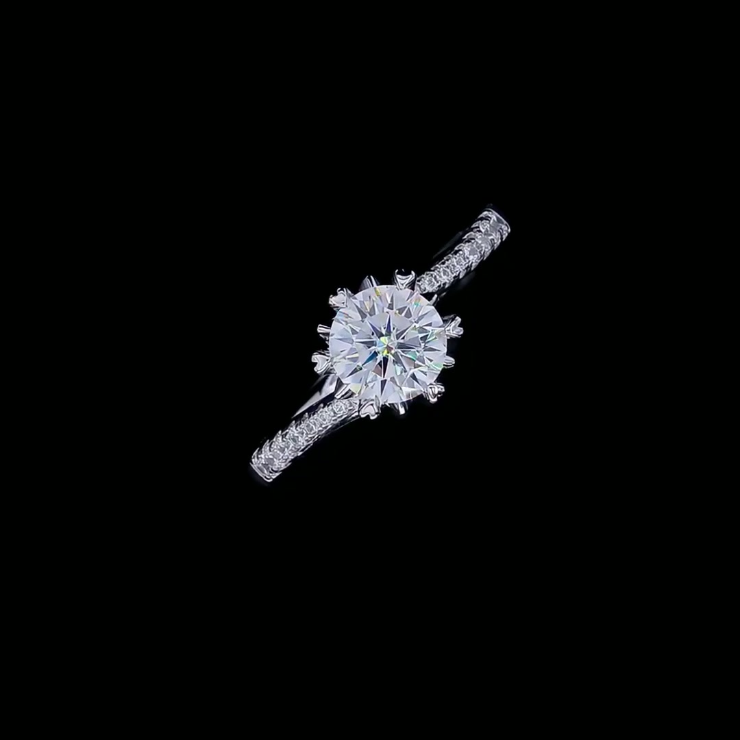 925 Silver Snowflake Moissanite Ring | 1ct D Color Twisted Band | Luxury Floral Design product video thumbnail