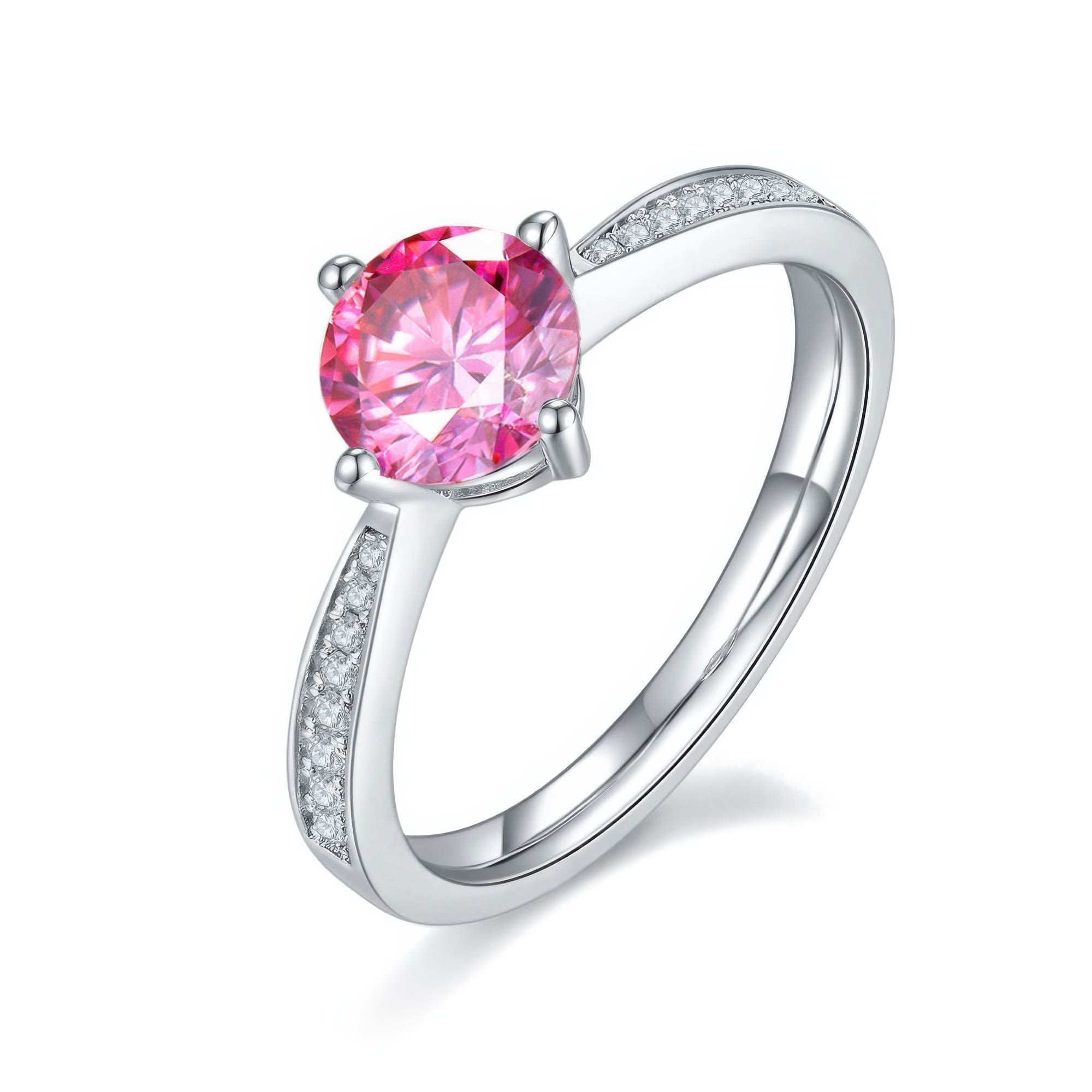 Trendy Micro-Pave Solitaire Moissanite Ring