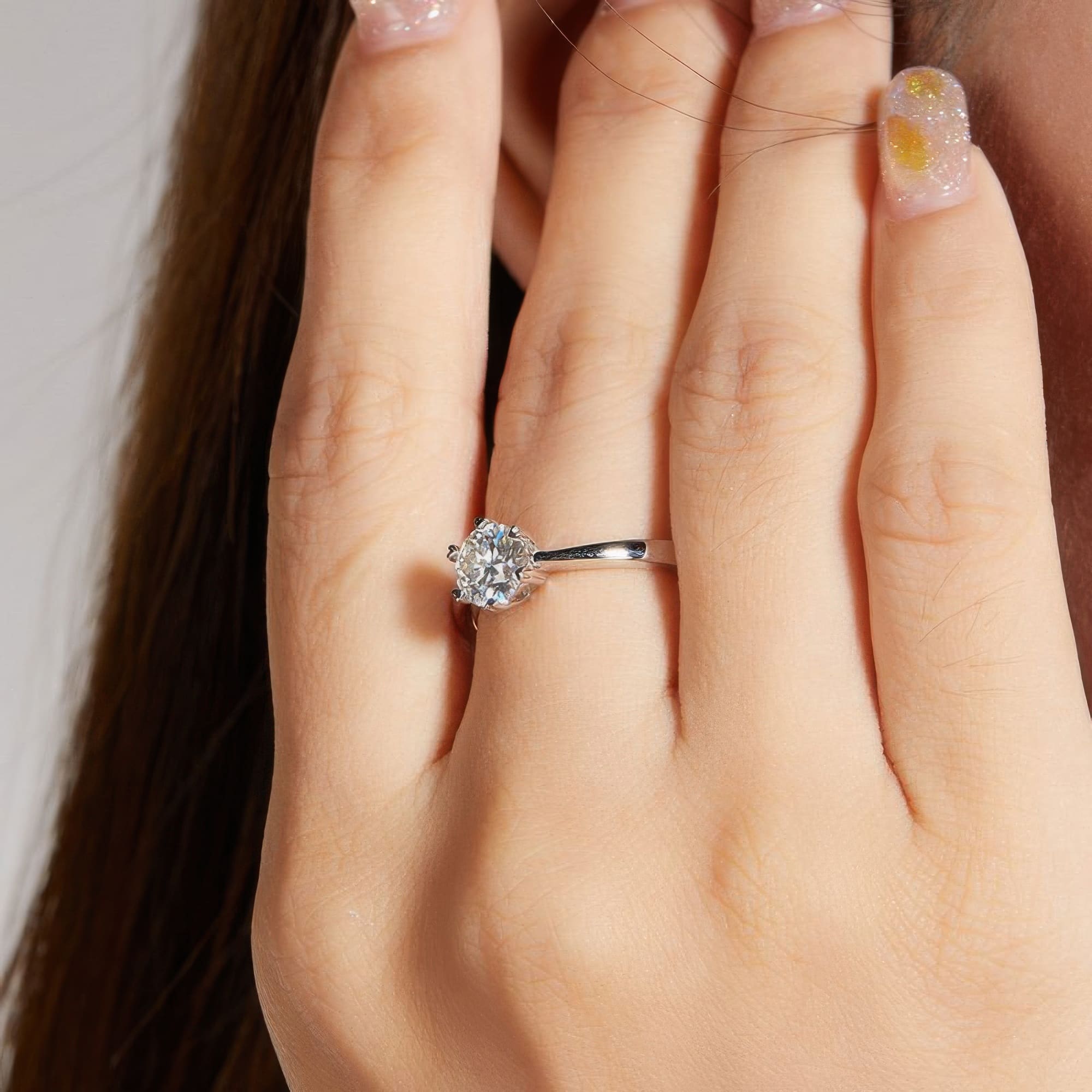 Heart Prong Moissanite Engagement Ring | 1CT Six-Prong - alternate view