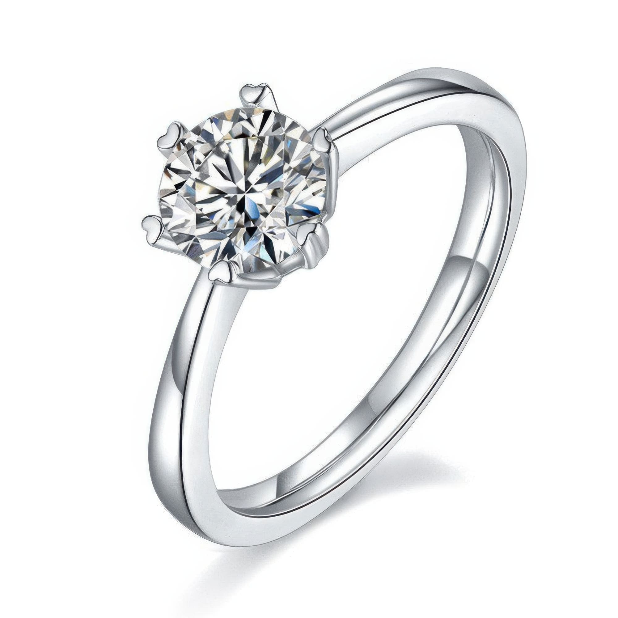 Heart Prong Moissanite Engagement Ring | 1CT Six-Prong