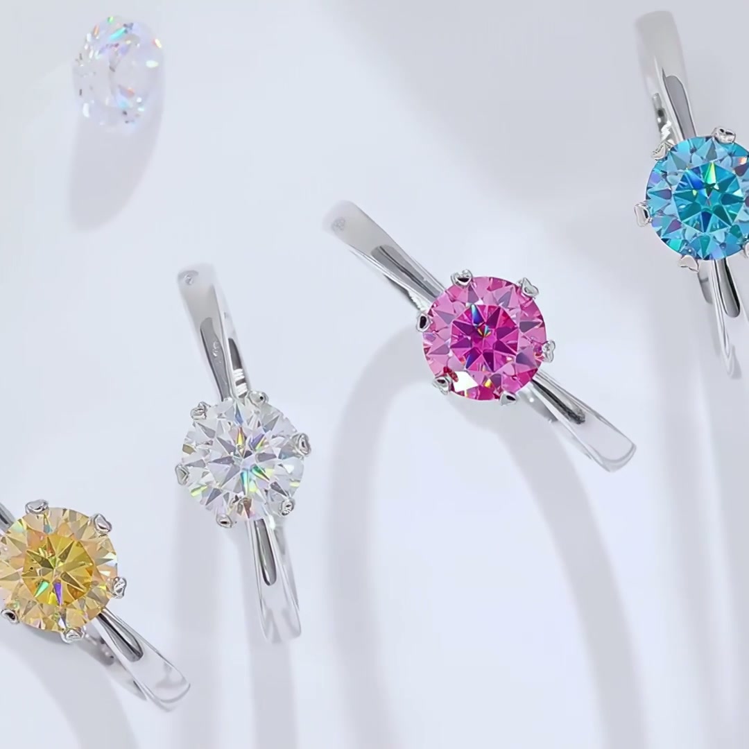 Heart Prong Moissanite Engagement Ring | 1CT Six-Prong product video thumbnail