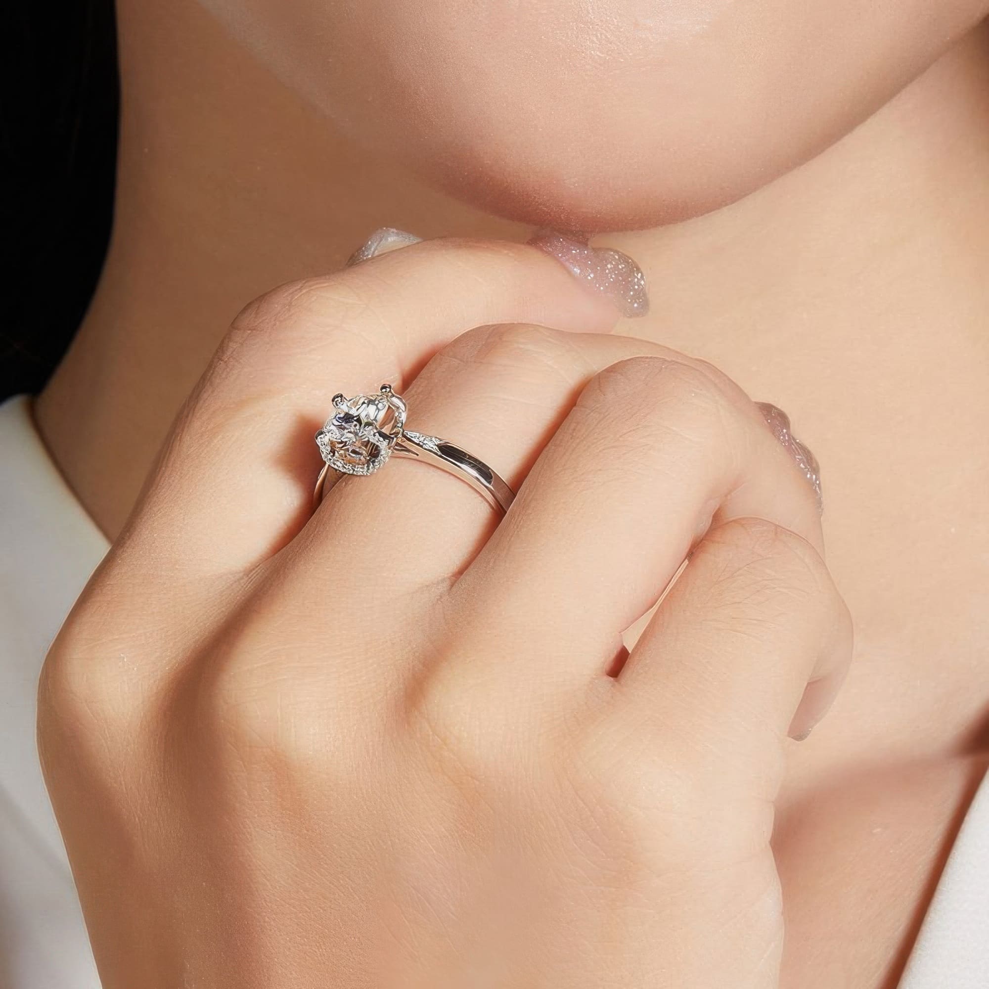 Geometric Moissanite Statement Ring | Trendy INS Style Design - Image 2