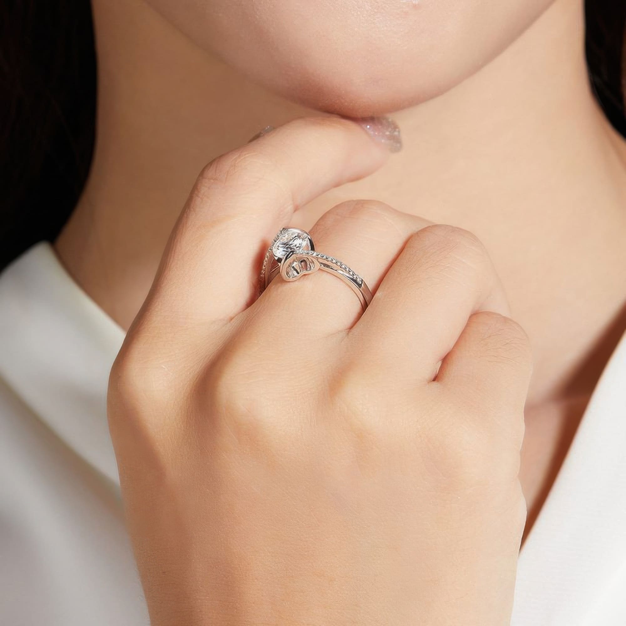 925 Silver Twisted Leaf Moissanite Ring | Multi-Color INS Style - alternate view