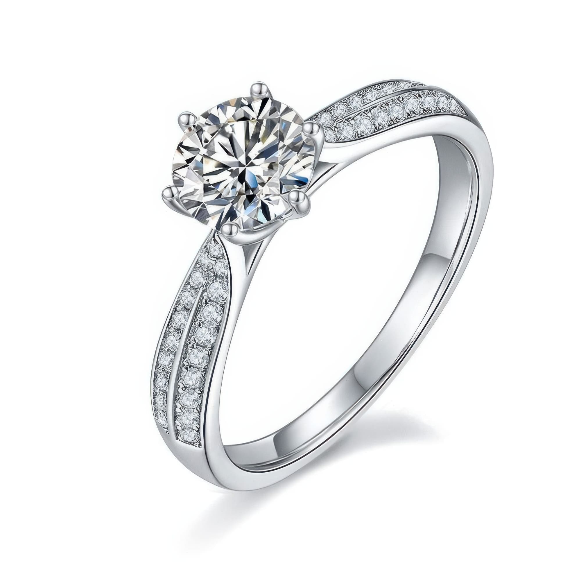 1 Carat Crown Moissanite Ring | 925 Sterling Silver White Gold Plated | Multi-Color Options
