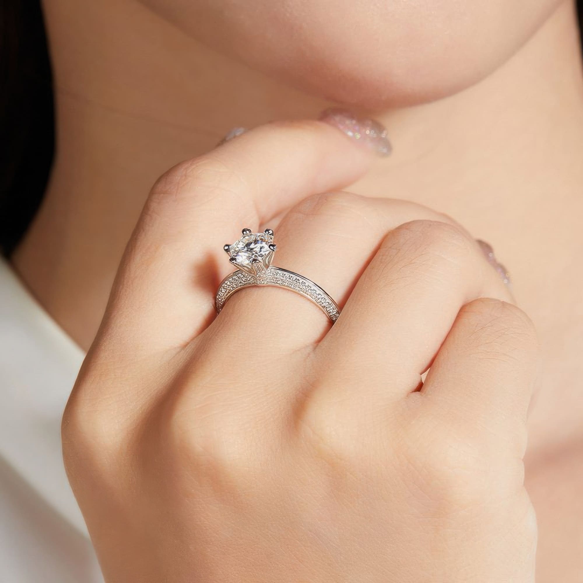 1 Carat Minimalist Moissanite Ring | D Color VVS - alternate view