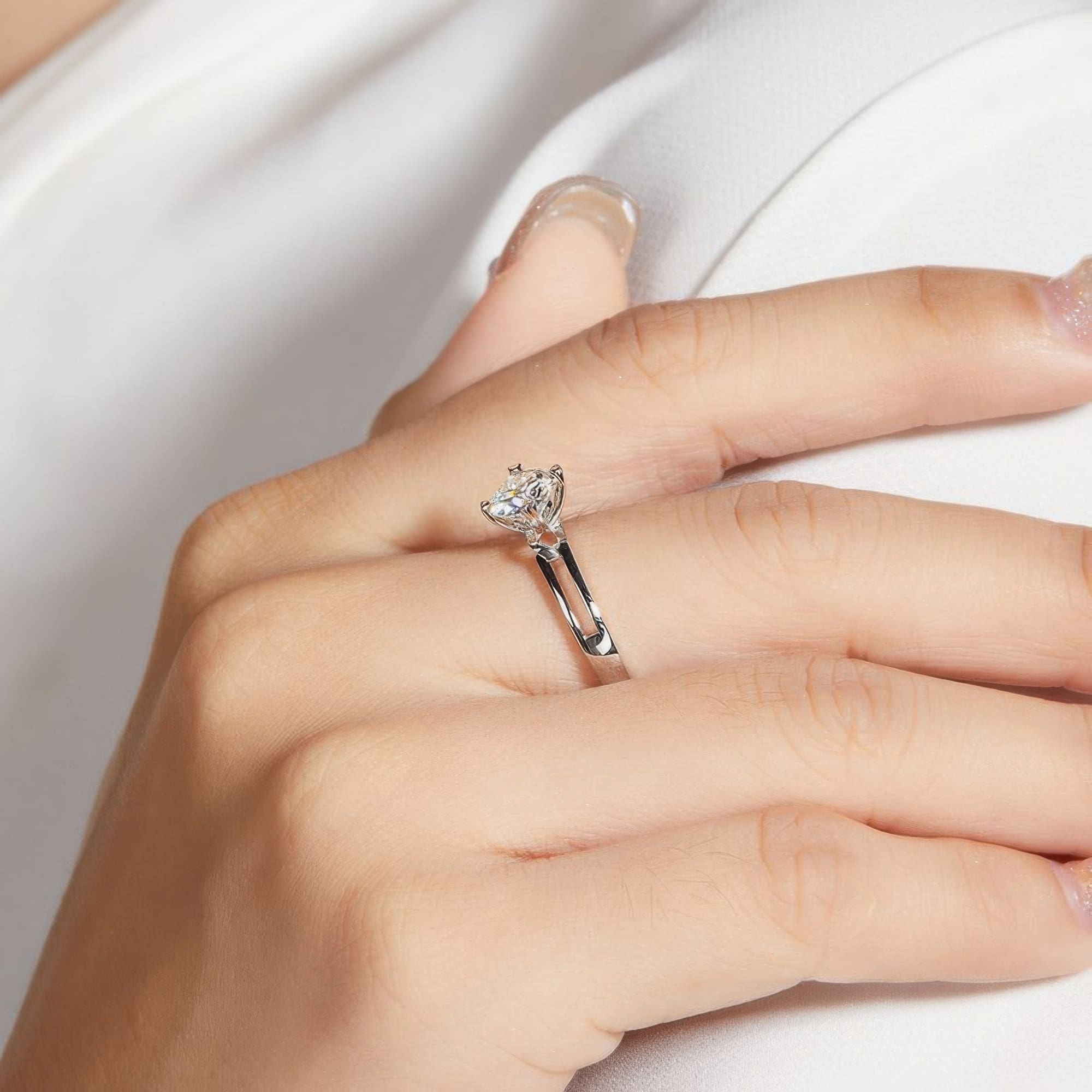 Minimalist Geometric Moissanite Ring | Multi-Color - alternate view