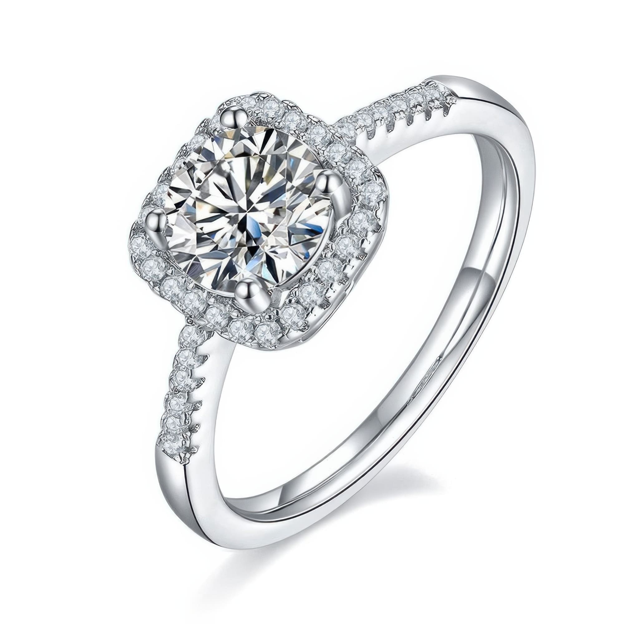 Square Halo Moissanite Ring | 1CT D Color Multi-Color Options | INS Style