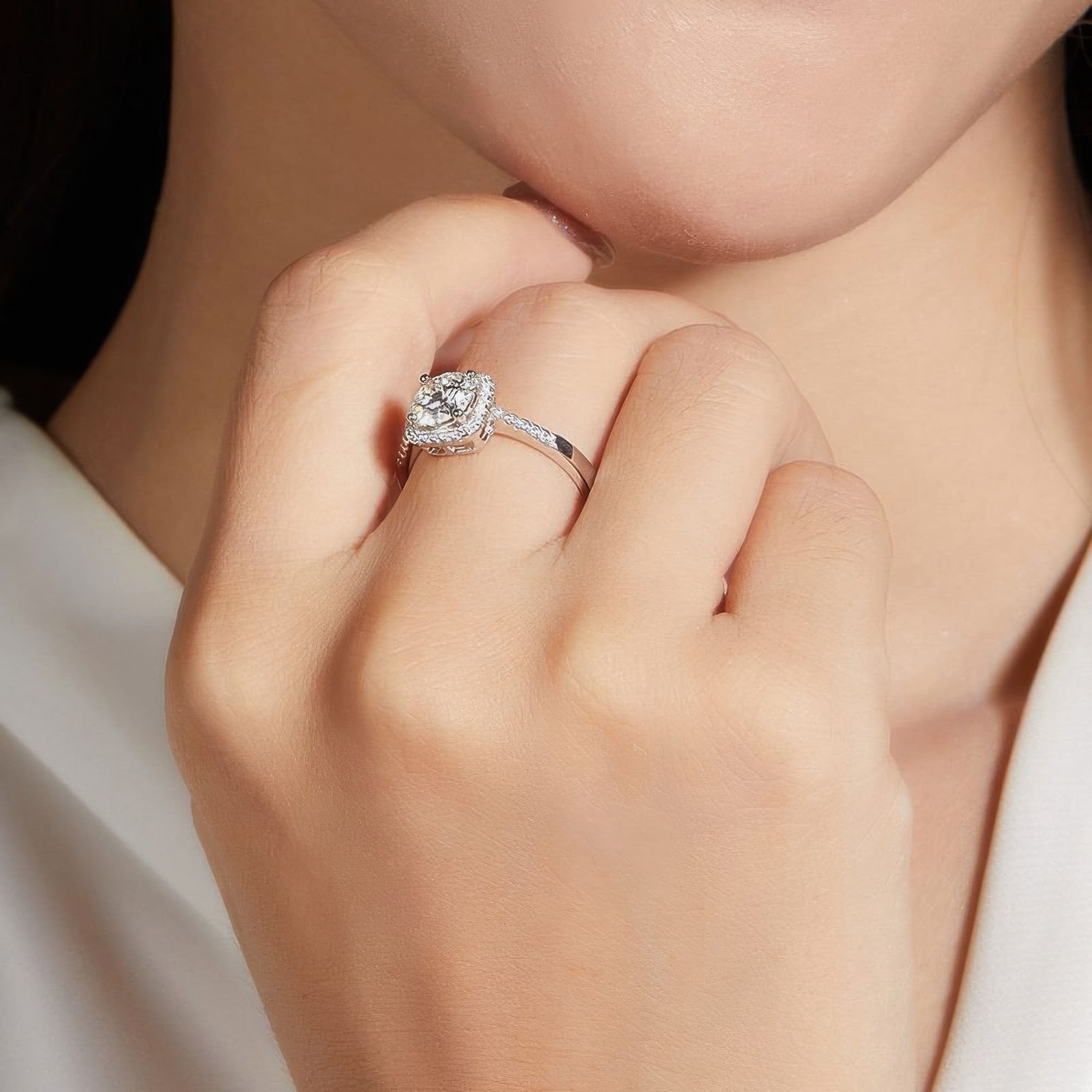 Square Halo Moissanite Ring | 1CT D Color Multi-Color Options | INS Style - alternate view