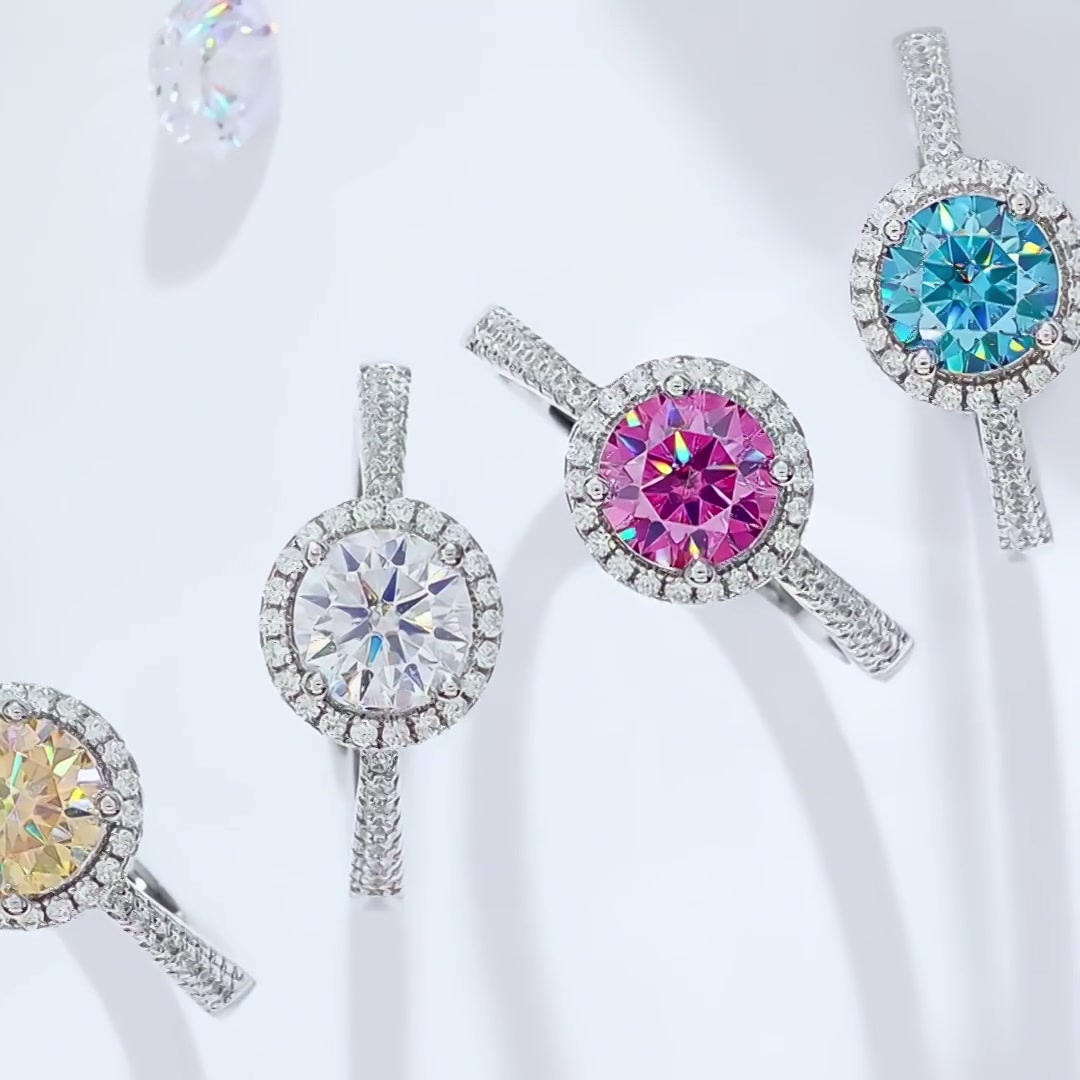 Modern 925 Silver Moissanite Ring | 1CT D Color Geometric Bezel Setting product video thumbnail