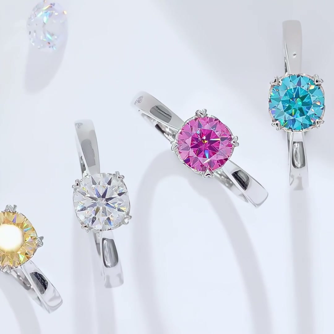 Heart Prong Moissanite Promise Ring | 1CT D Color 925 Silver Fashion Statement Ring product video thumbnail