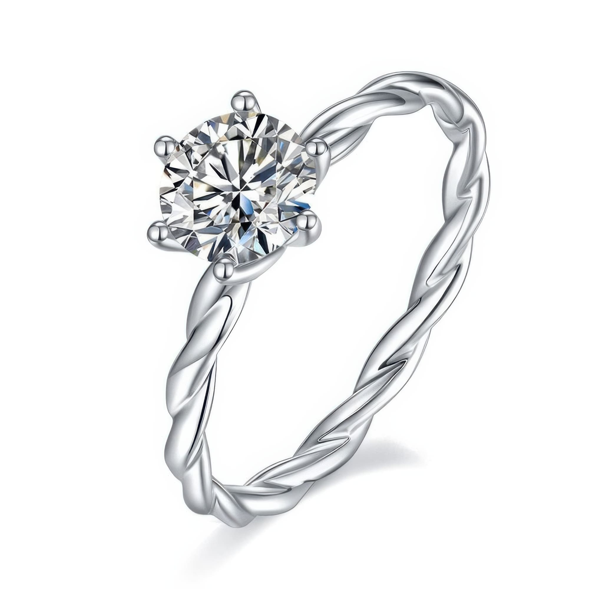 Star Shaped Moissanite Ring | Twisted Band Multi-Color 1 Carat
