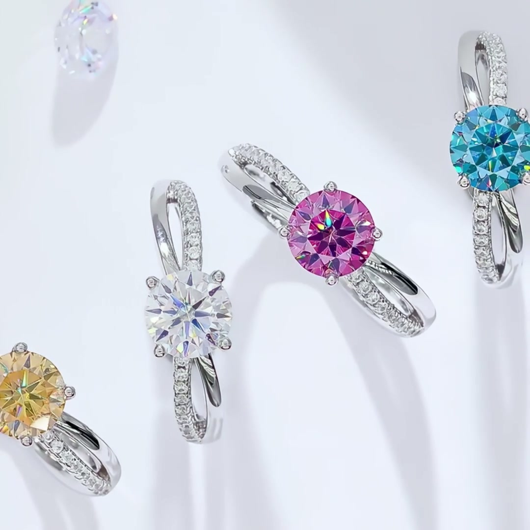 1 Carat Moissanite Solitaire Ring | Classic Six-Prong 925 Silver | D Color product video thumbnail