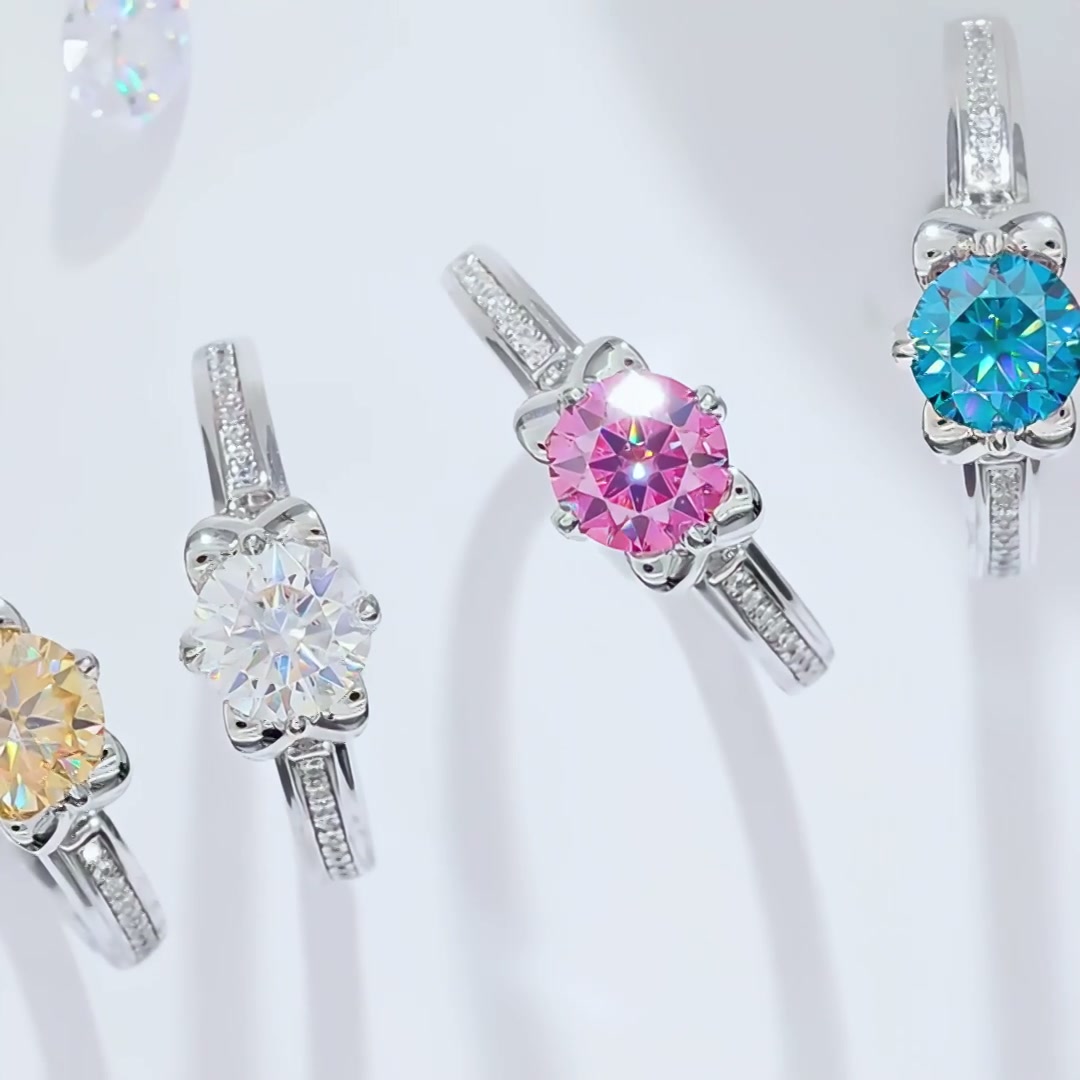 Minimalist Moissanite Ring |925 Sterling Silver with 1 Carat Colored Stone product video thumbnail