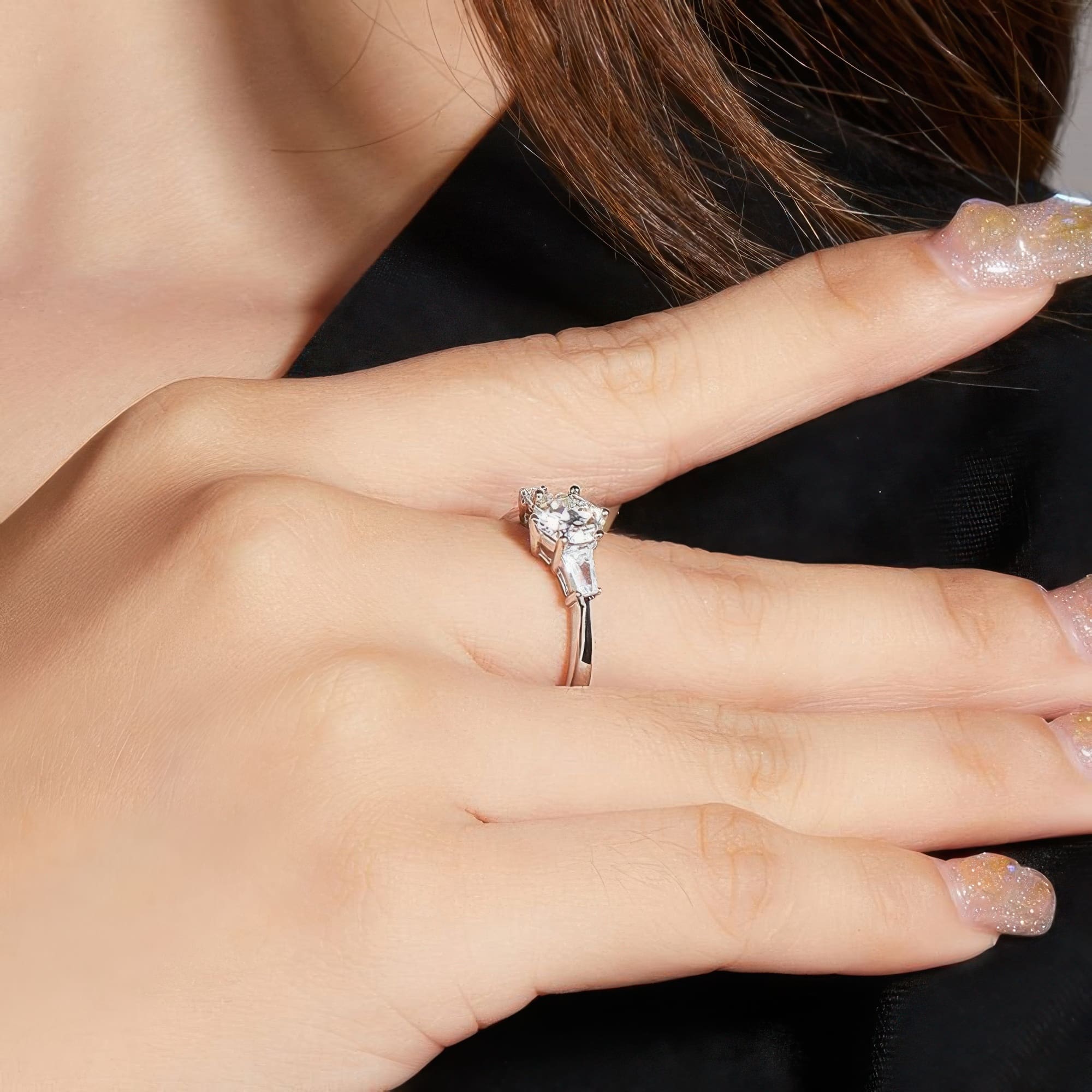 Moissanite Statement Ring | 925 Sterling Silver - alternate view