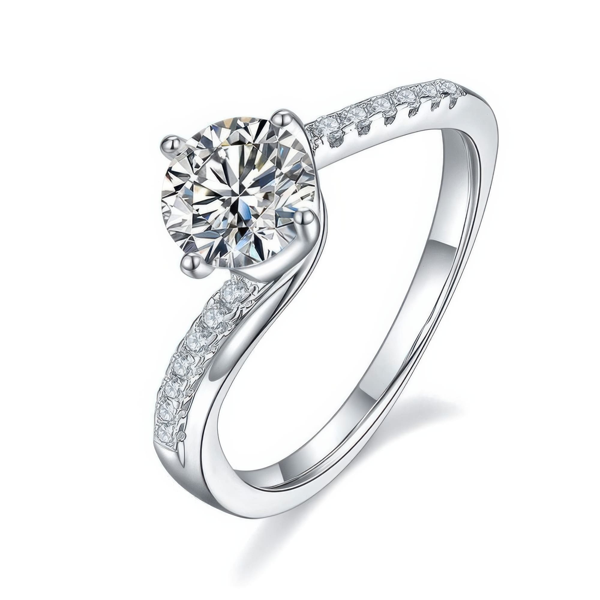 Twisted Band Moissanite Ring | 1ct Multi-Color Stone Options | 925 Sterling Silver