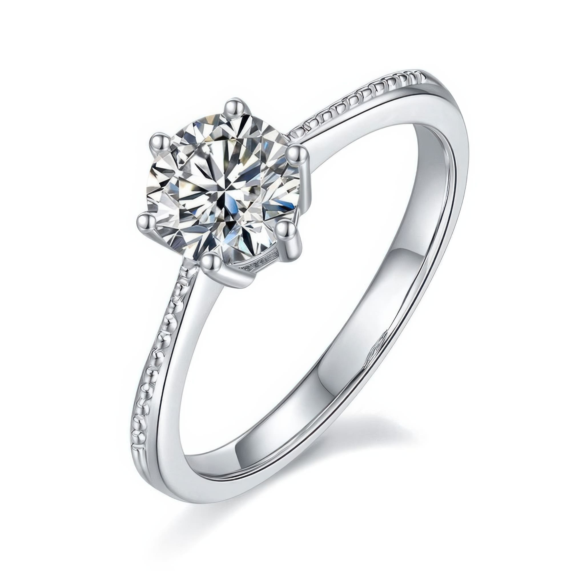 Classic Six Prong Moissanite Ring | 925 Silver with 1ct Stone