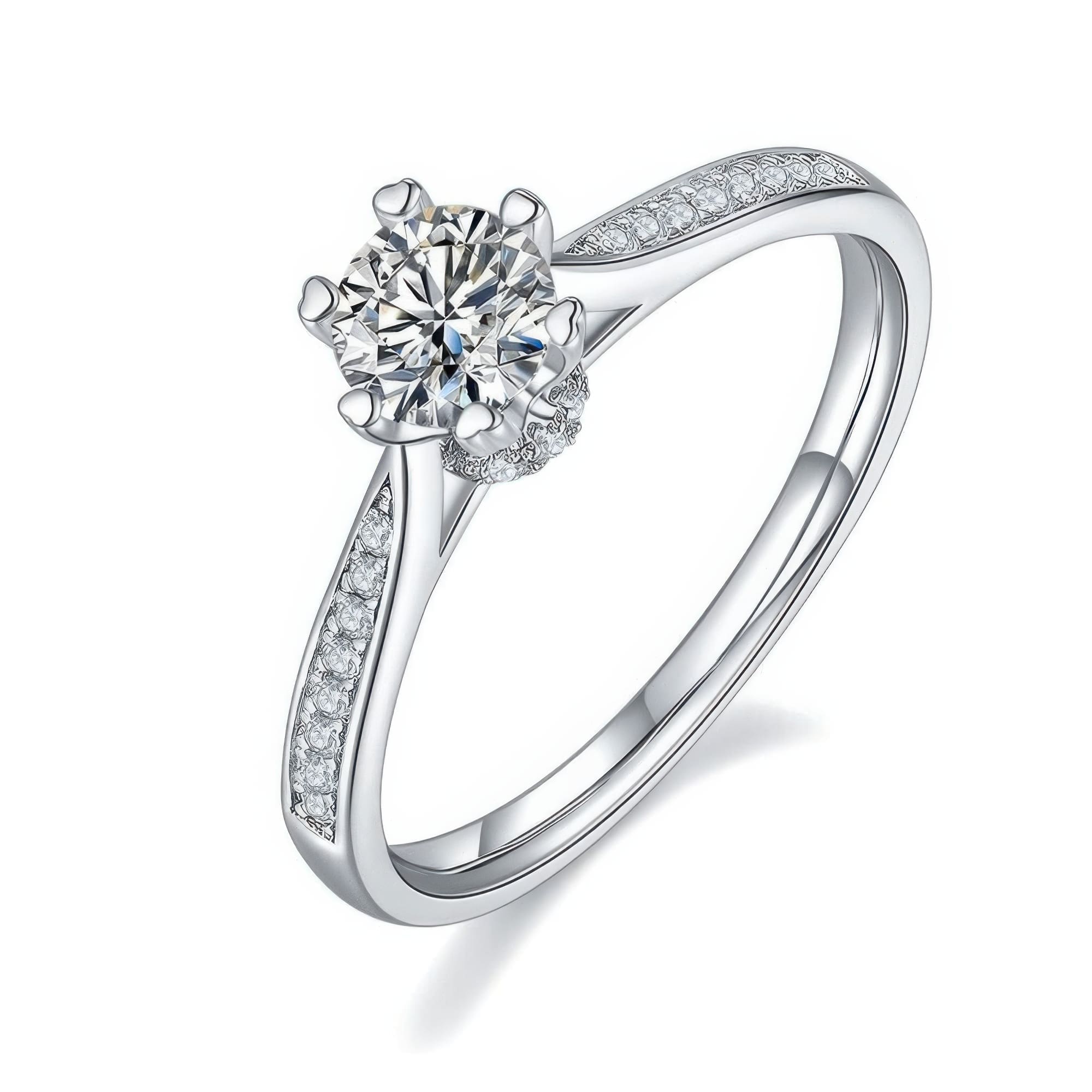 Classic Moissanite Ring 925 Silver | 0.5ct Moving Six-Prong Setting | 4 Colors