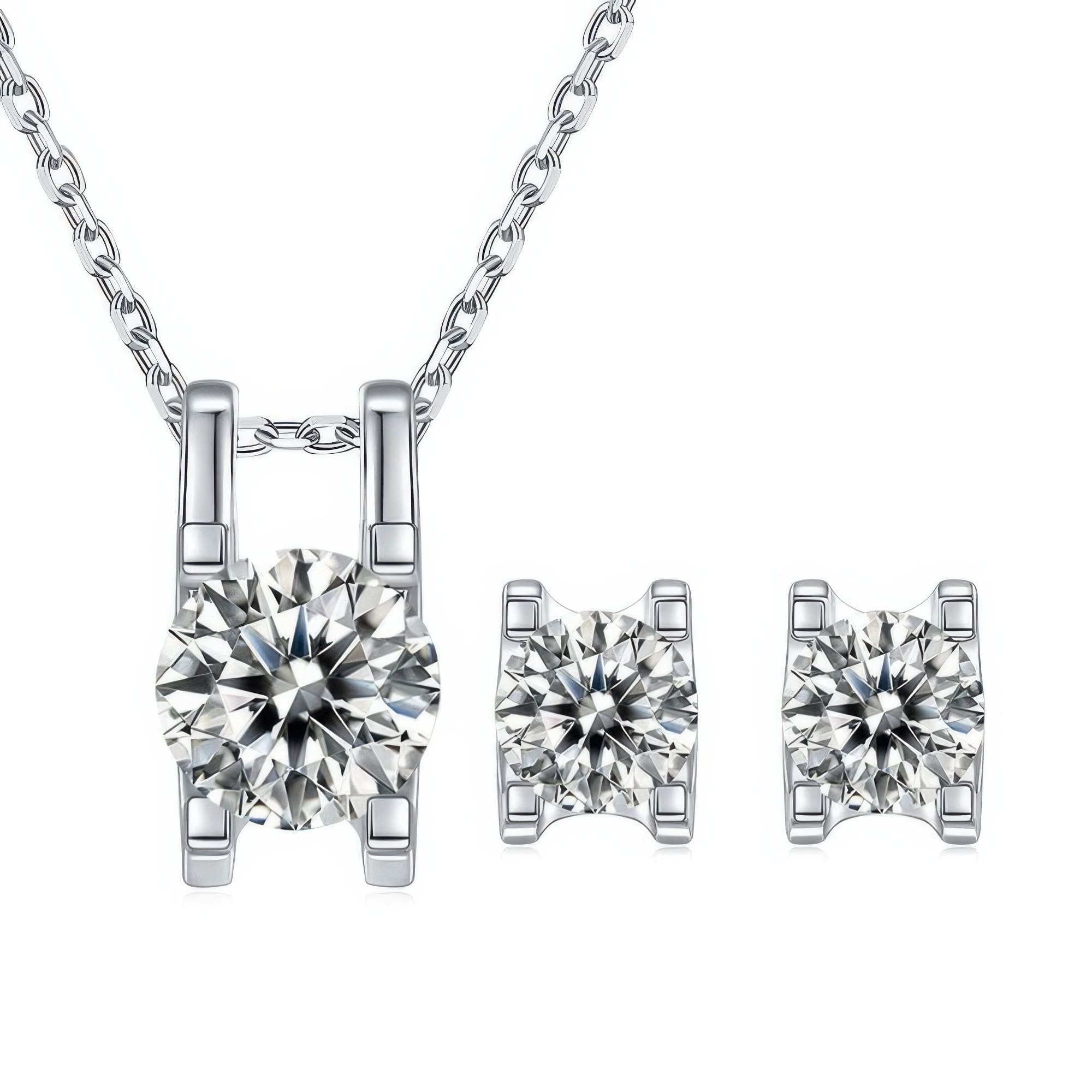 Geometric Bull Head Moissanite Pendant | 925 Silver 18K White Gold Plated | 1-3ct