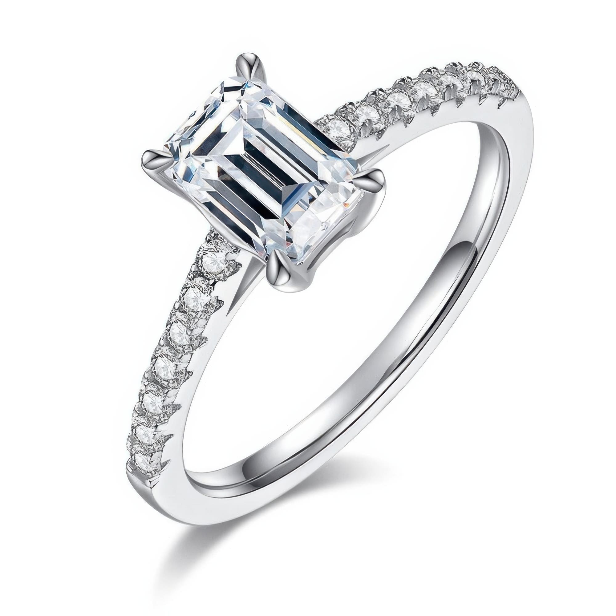 Geometric Moissanite Ring 1ct Square Design | 925 Sterling Silver Modern Statement Ring