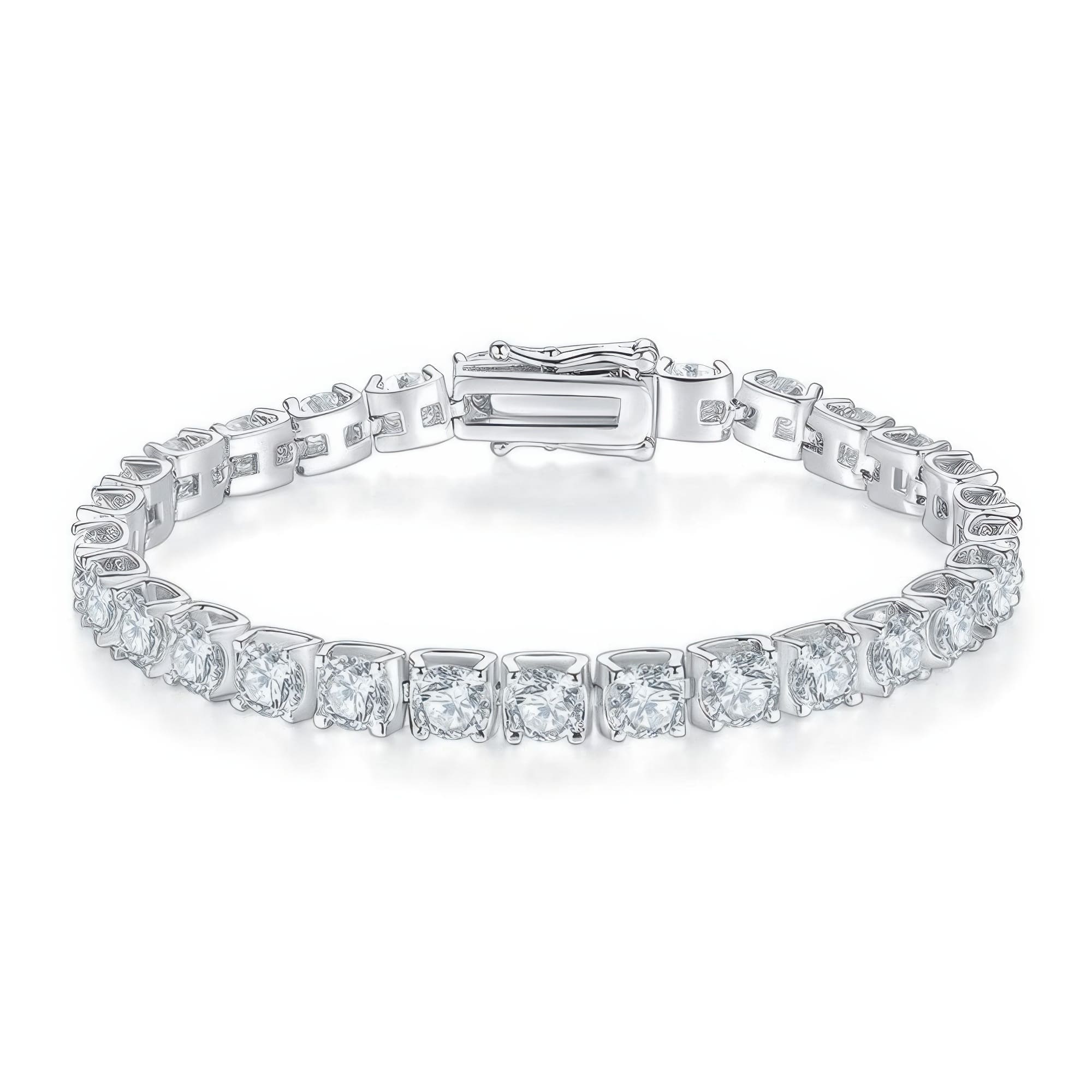 925 Silver Tennis Bracelet | 5mm Round Moissanite Stones | Adjustable Length 16-20cm