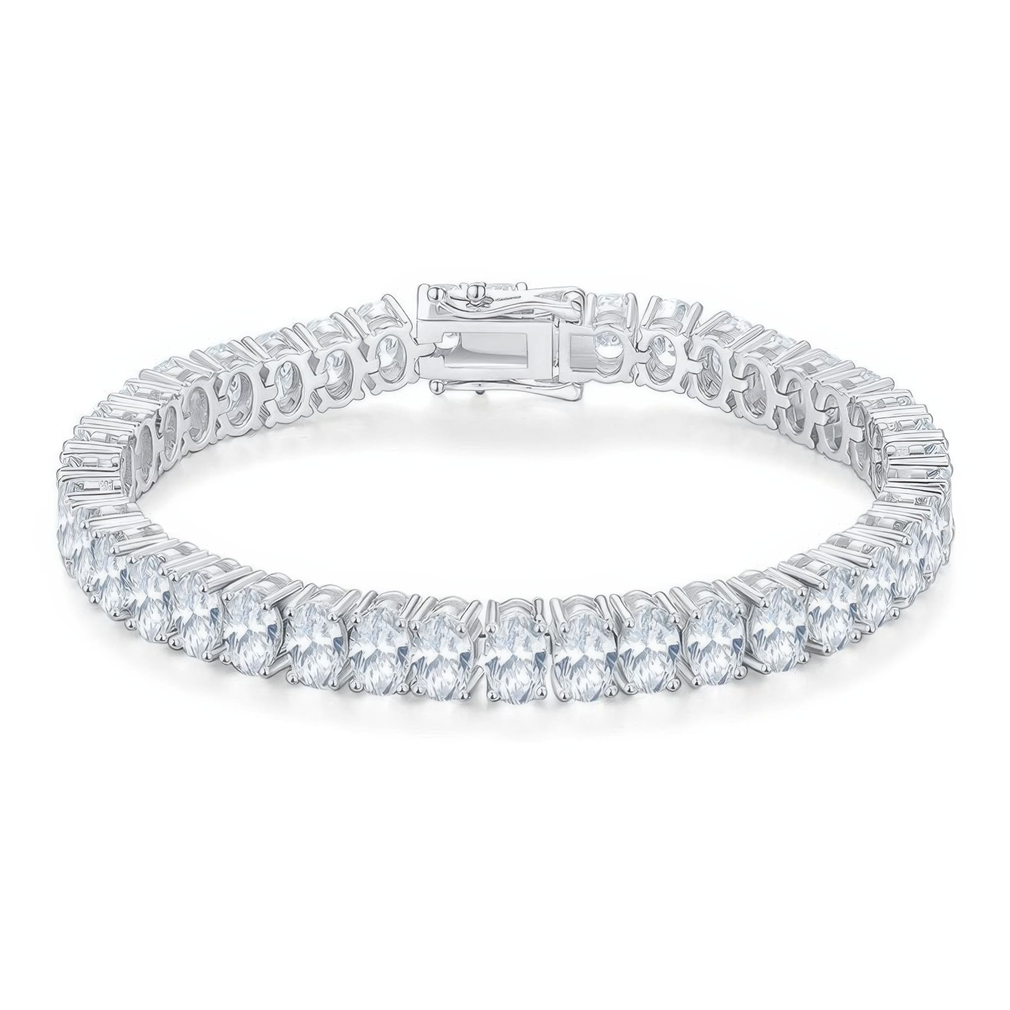 Oval Moissanite Tennis Bracelet | 925 Sterling Silver White Gold Plated | 16-20CM