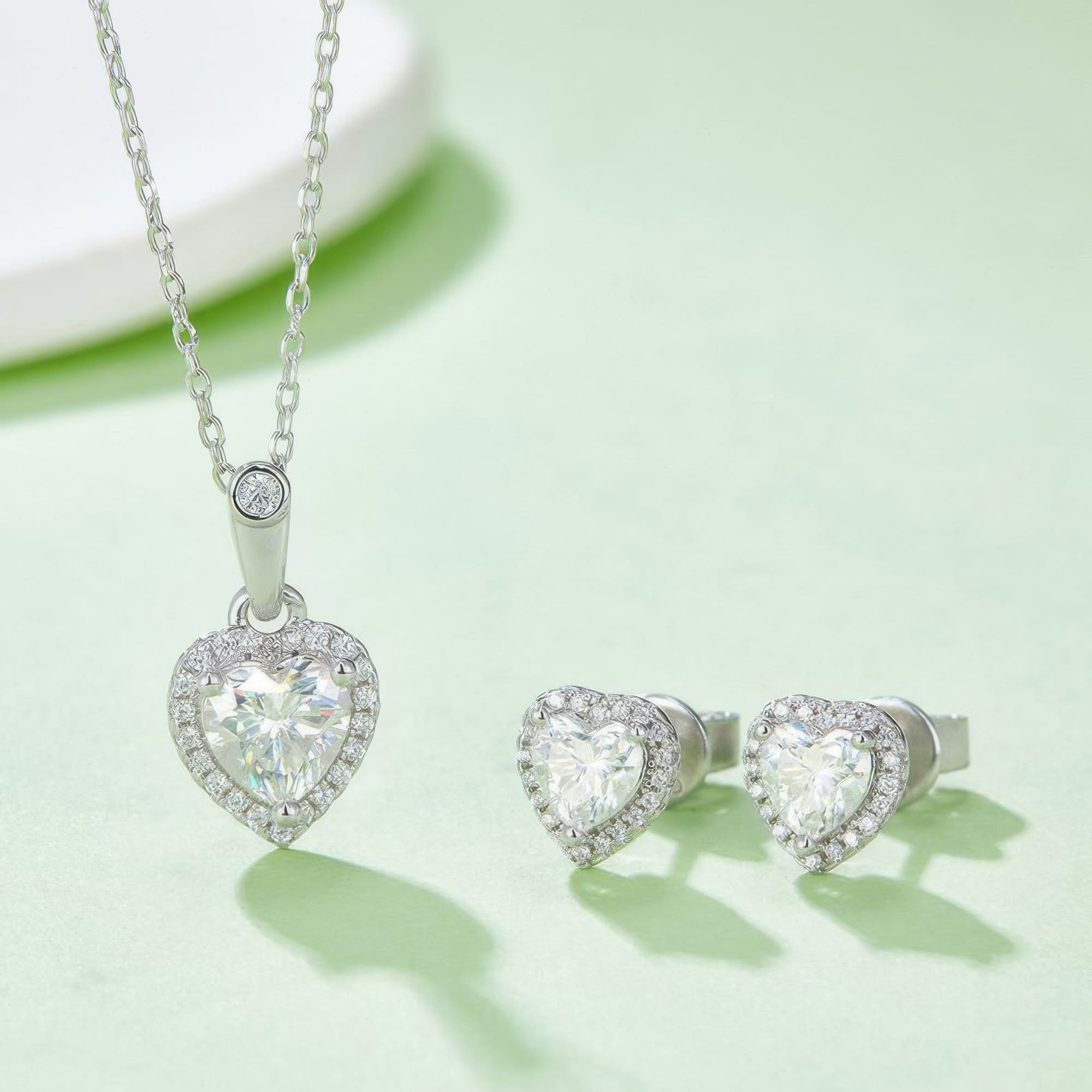 Heart Shaped Moissanite Jewelry Set | 2CT D-Color Lab Diamond Pendant & Earrings 925 Silver - alternate view