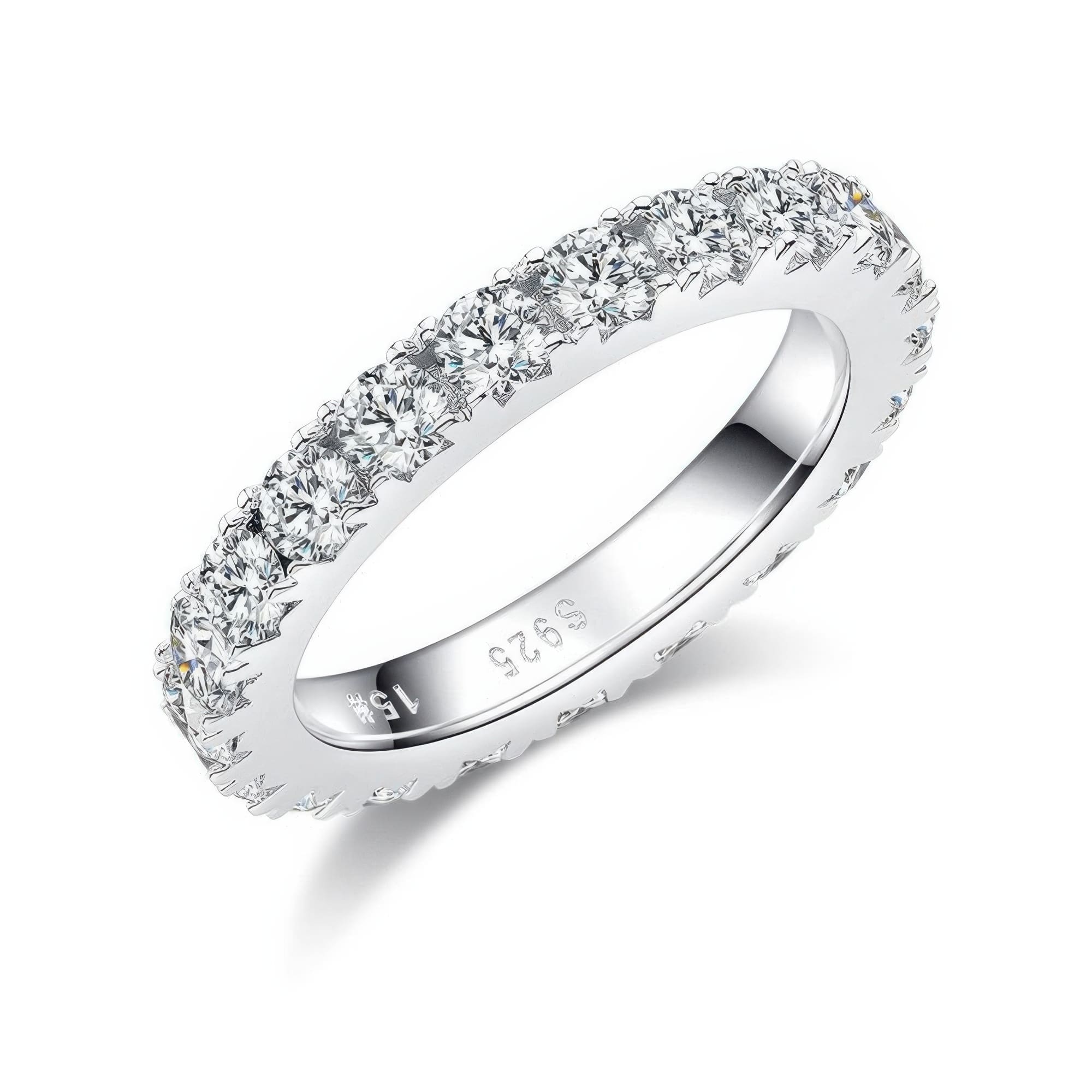 Sparkling 925 Silver Moissanite Eternity Band Ring | Micro Pave Full Circle Design