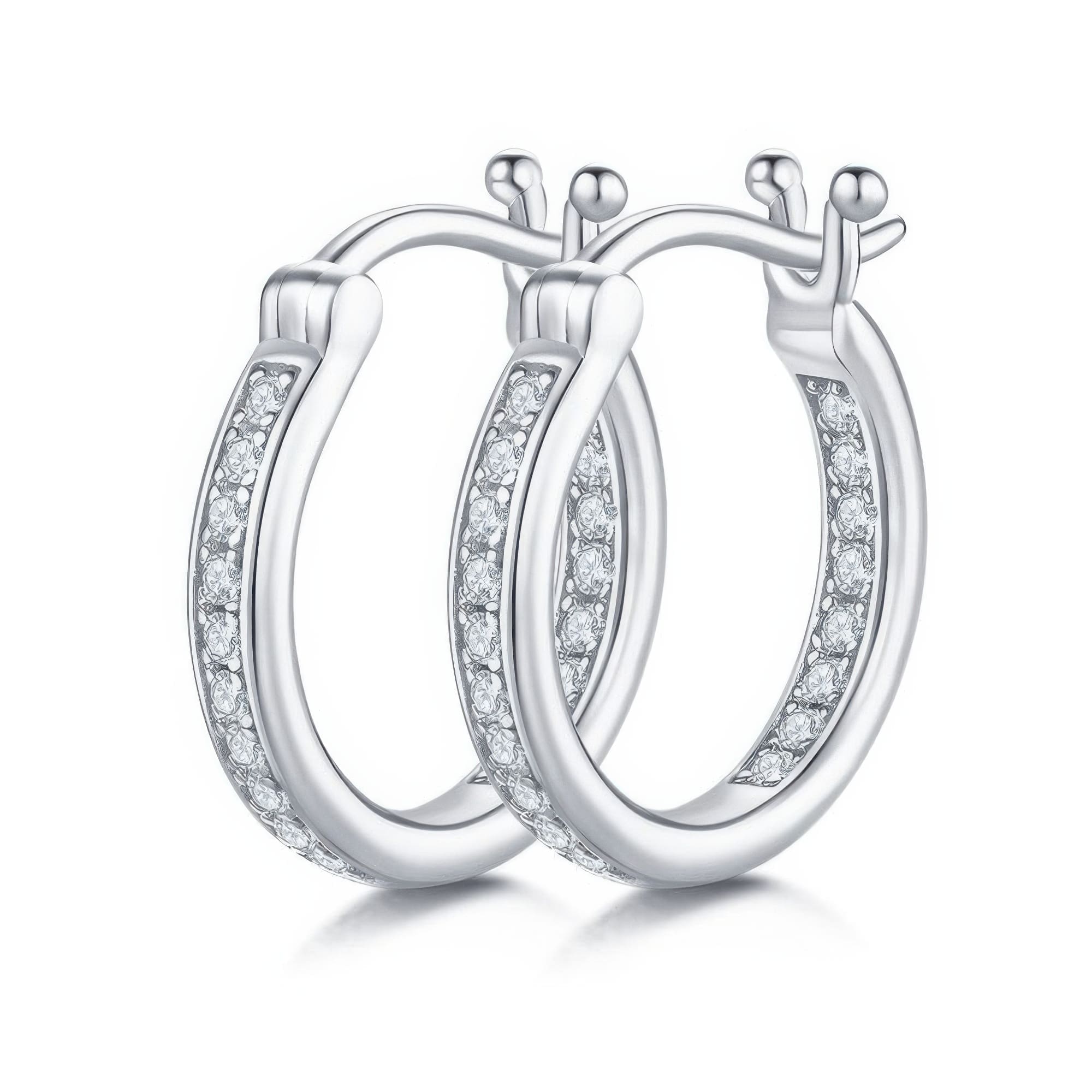 925 Sterling Silver Pave Moissanite Hoop Earrings | Vintage-Inspired Daily Elegance