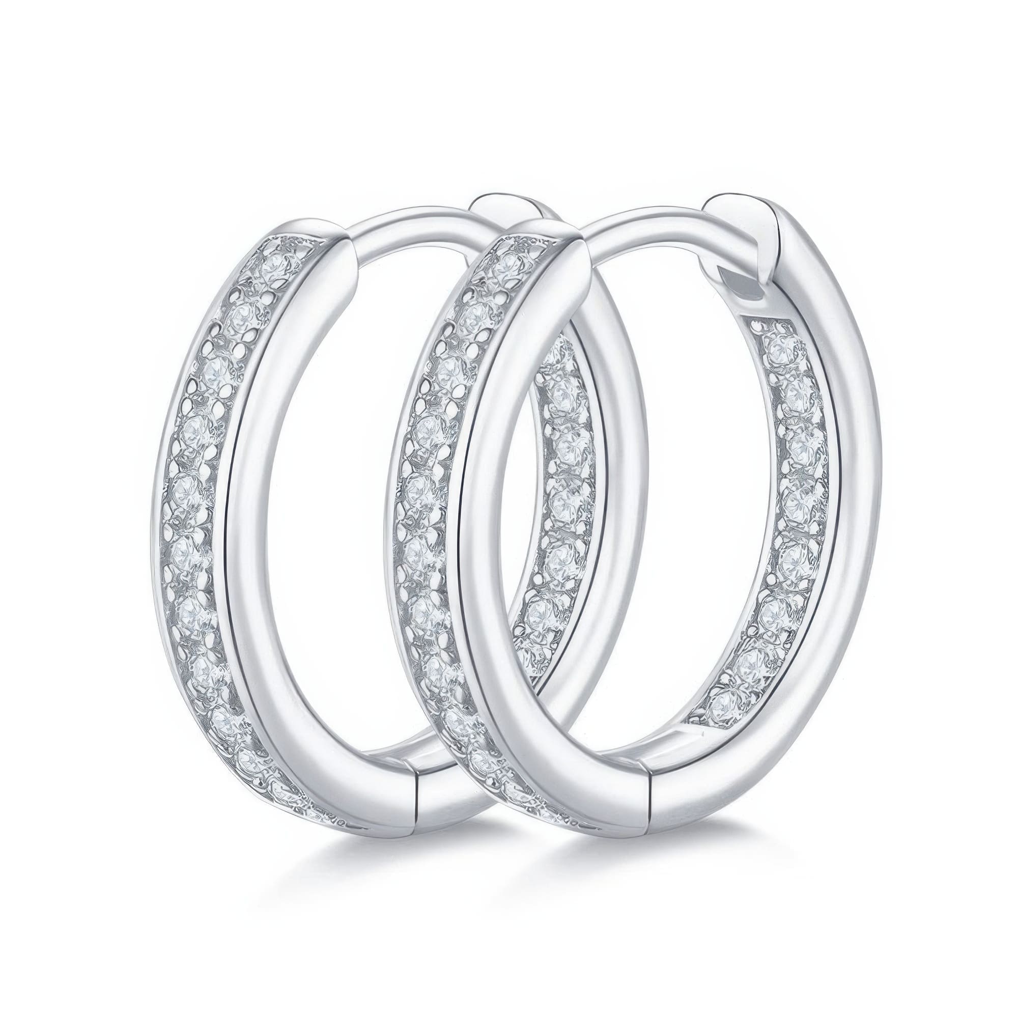 Modern Geometric Moissanite Stud Earrings | 925 Sterling Silver Circle Hoops