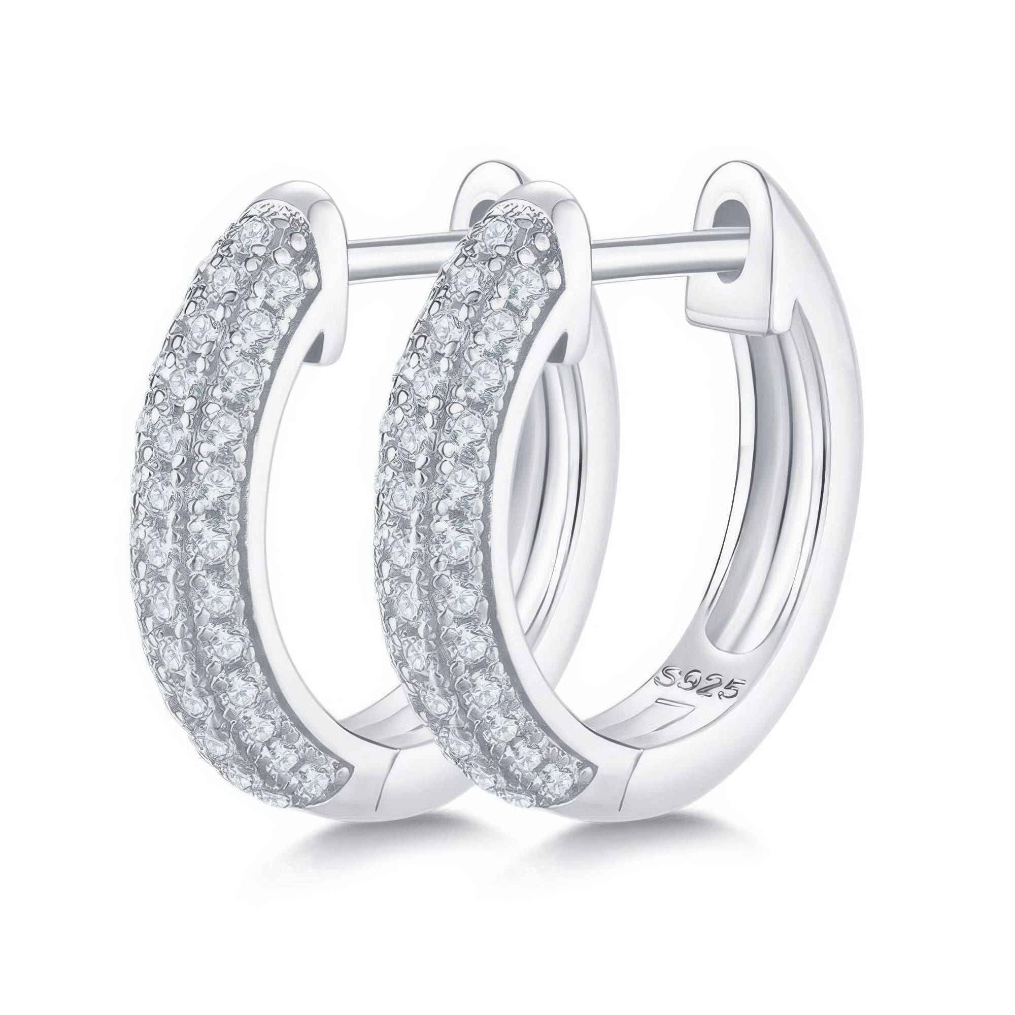 Modern U-Shape Moissanite Hoop Earrings | 925 Silver 18K Gold Plated Geometric Jewelry