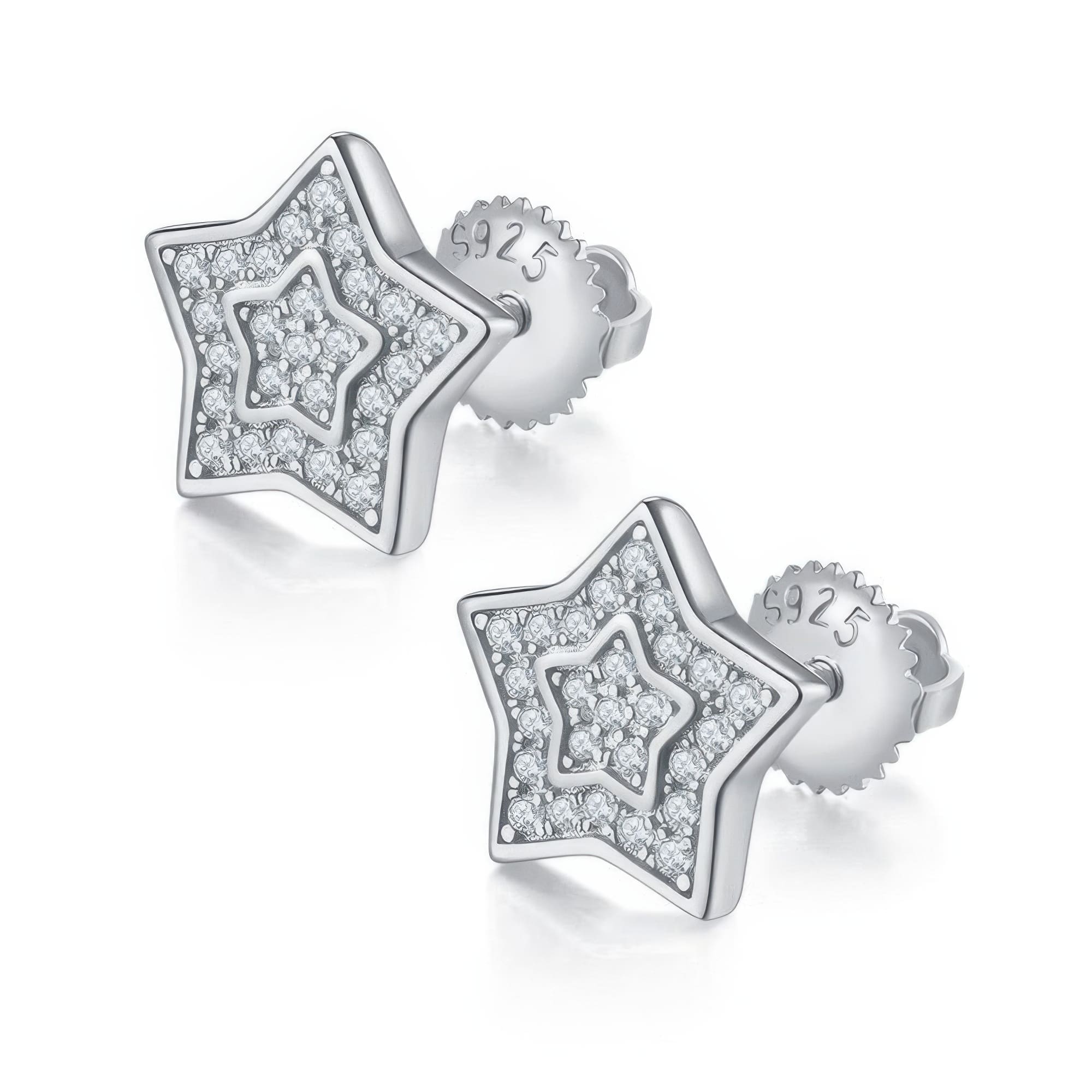 Hip Hop Star Moissanite Stud Earrings | 925 Silver Iced Out Five-Point Star | Unisex