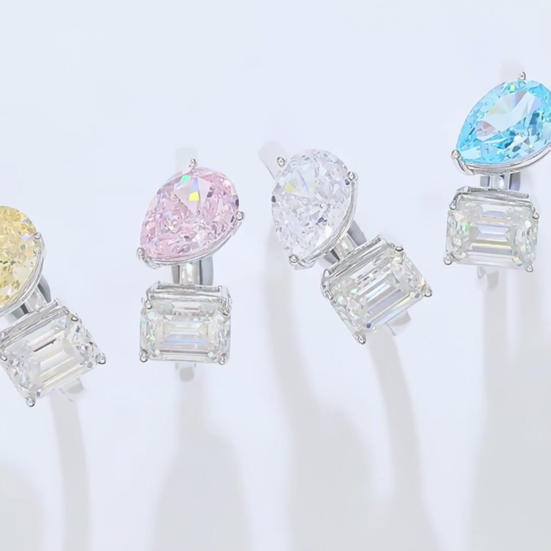 2 Carat Dual Stone Moissanite Crown Ring | Ice Flower Cut 925 Sterling Silver product video thumbnail