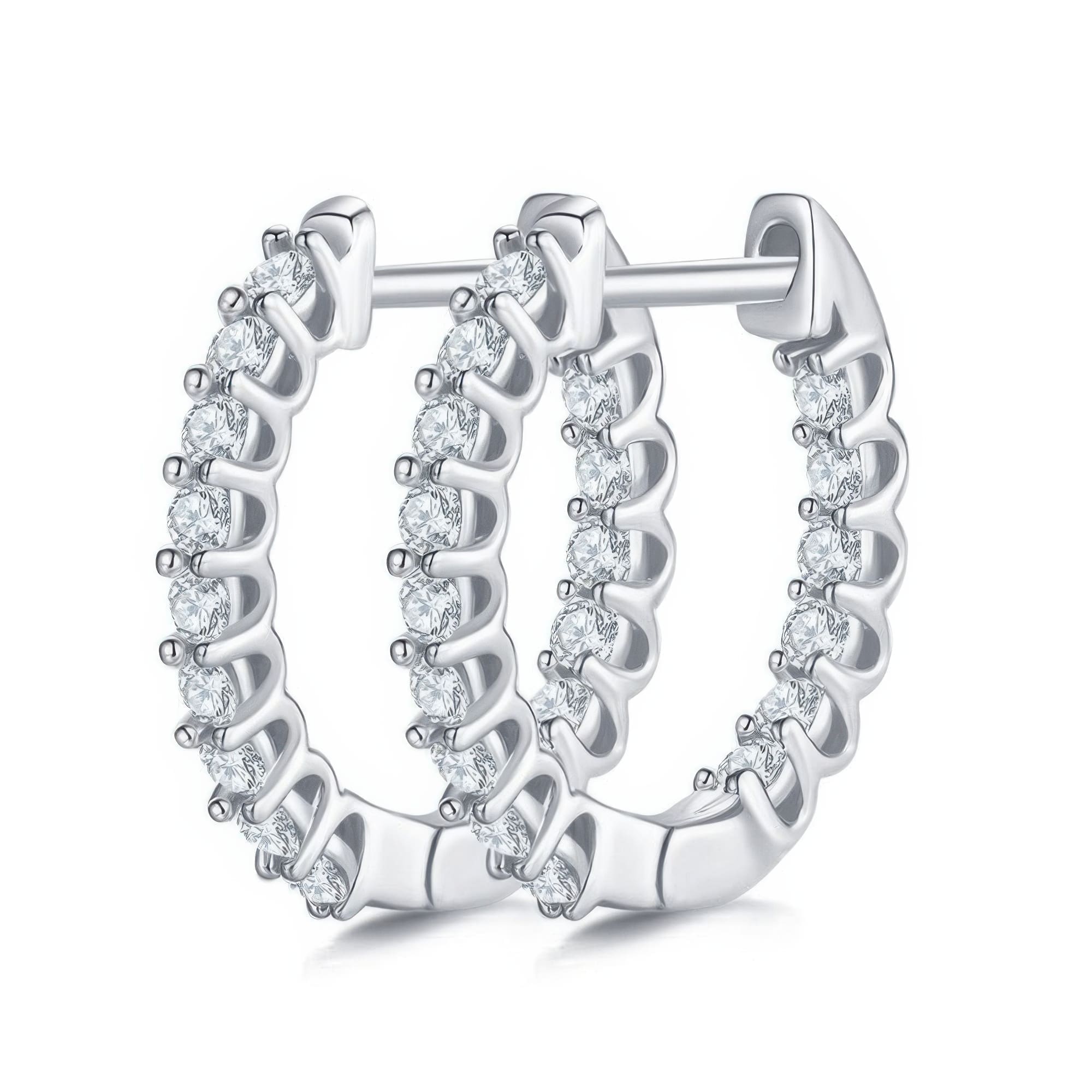 Vintage Moissanite Hoop Earrings | Vintage Style Round Cut | 3-Color Options