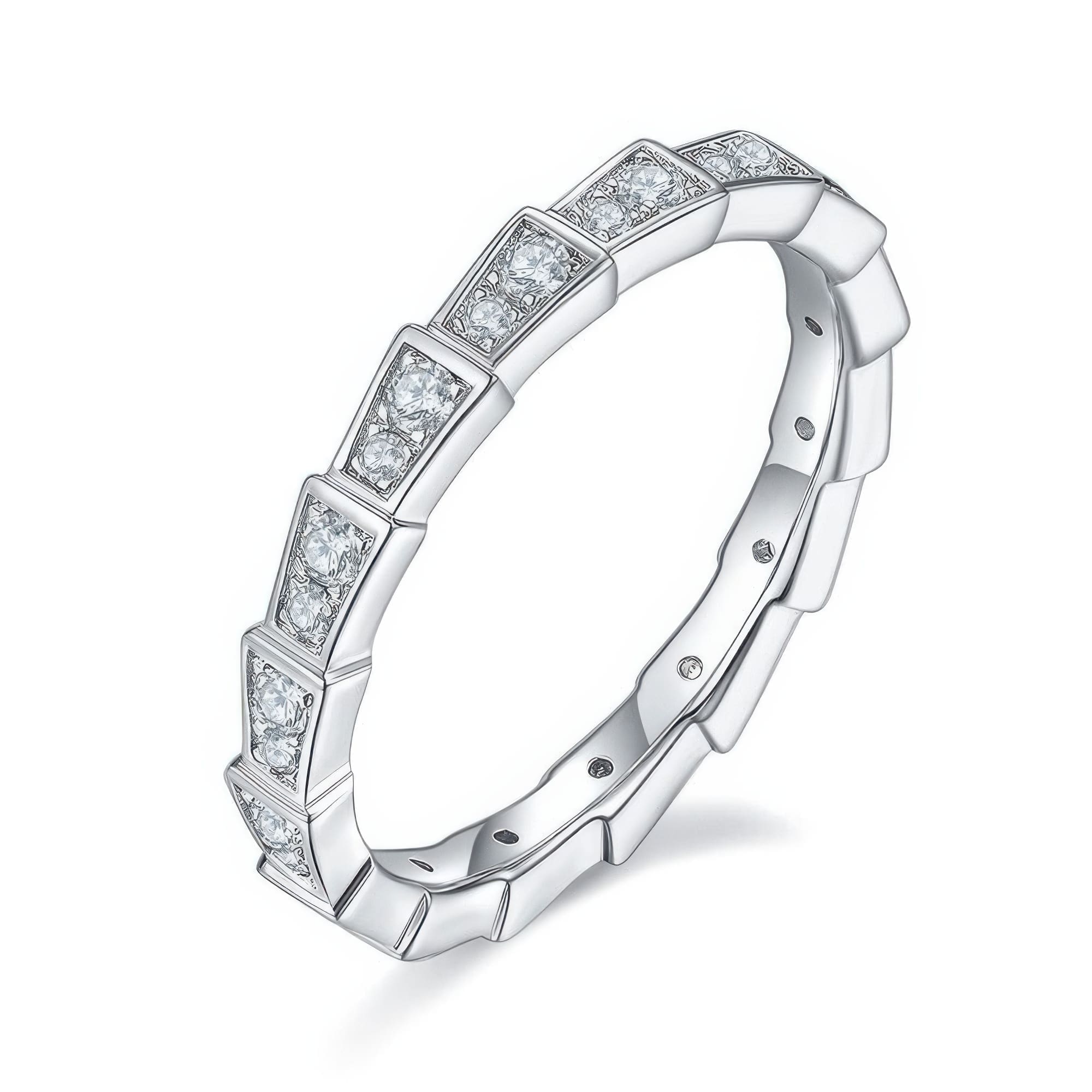 Modern 925 Silver Moissanite Snake Ring | Mechanical Chain Design | Unisex Statement Jewelry