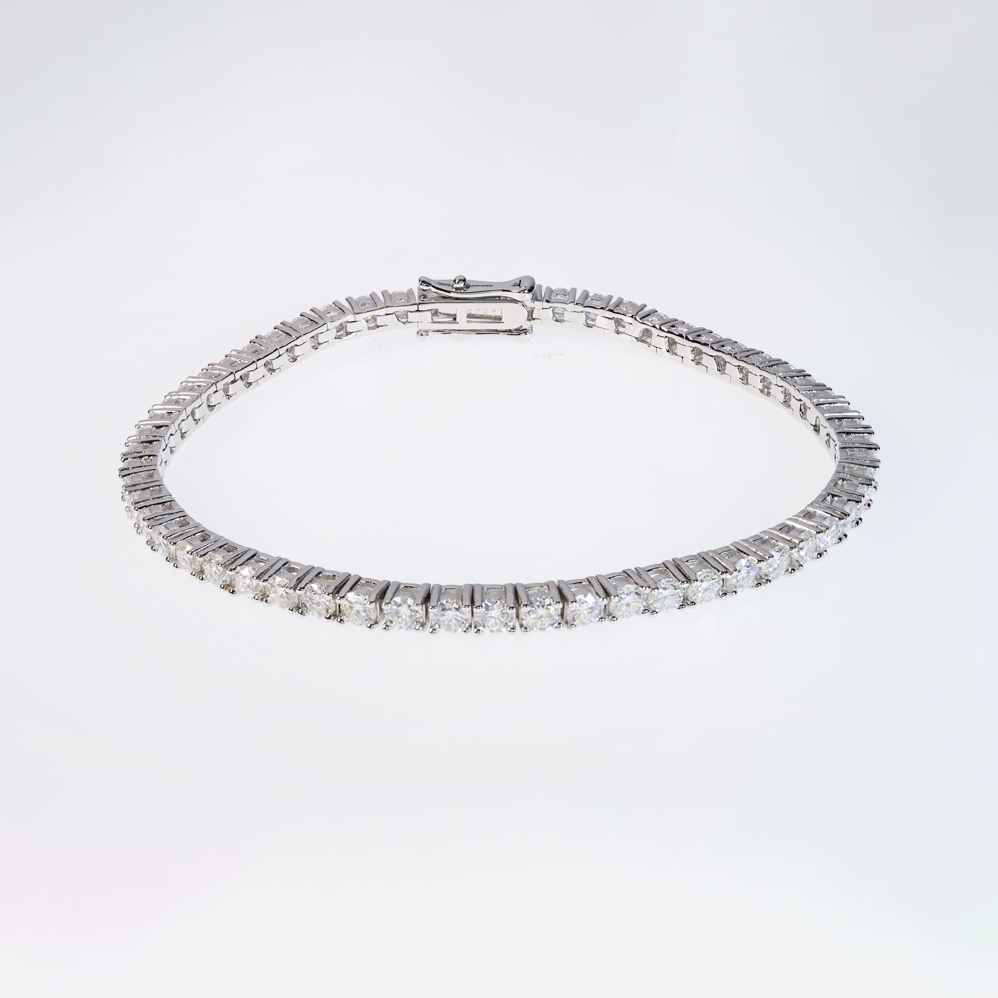 2/3/4/5/6 mm Moissanite Tennis Bracelet with Lobster Clasp in White Gold-Plated 925 Silver