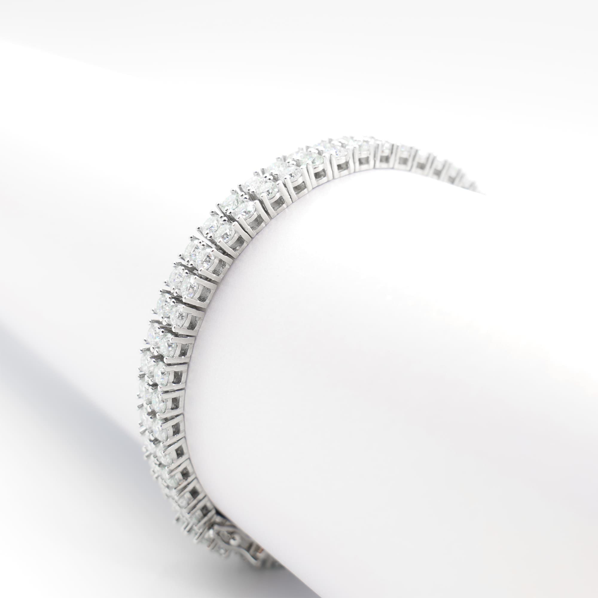 5.5mm Double Row Moissanite Tennis Bracelet in Sterling Silver - alternate view