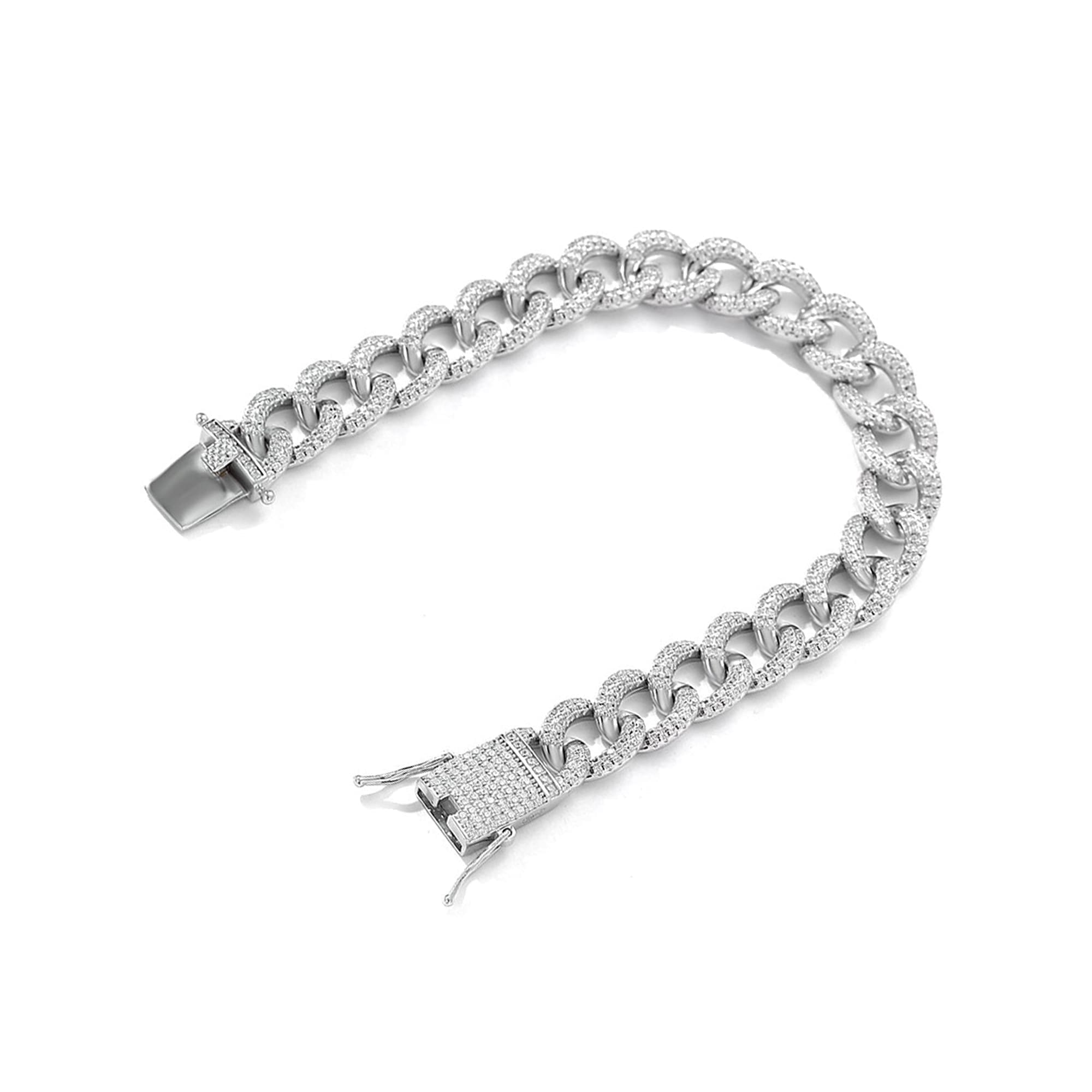 10mm Moissanite Cuban Link Chain - Pave Set with 925 Sterling Silver - alternate view