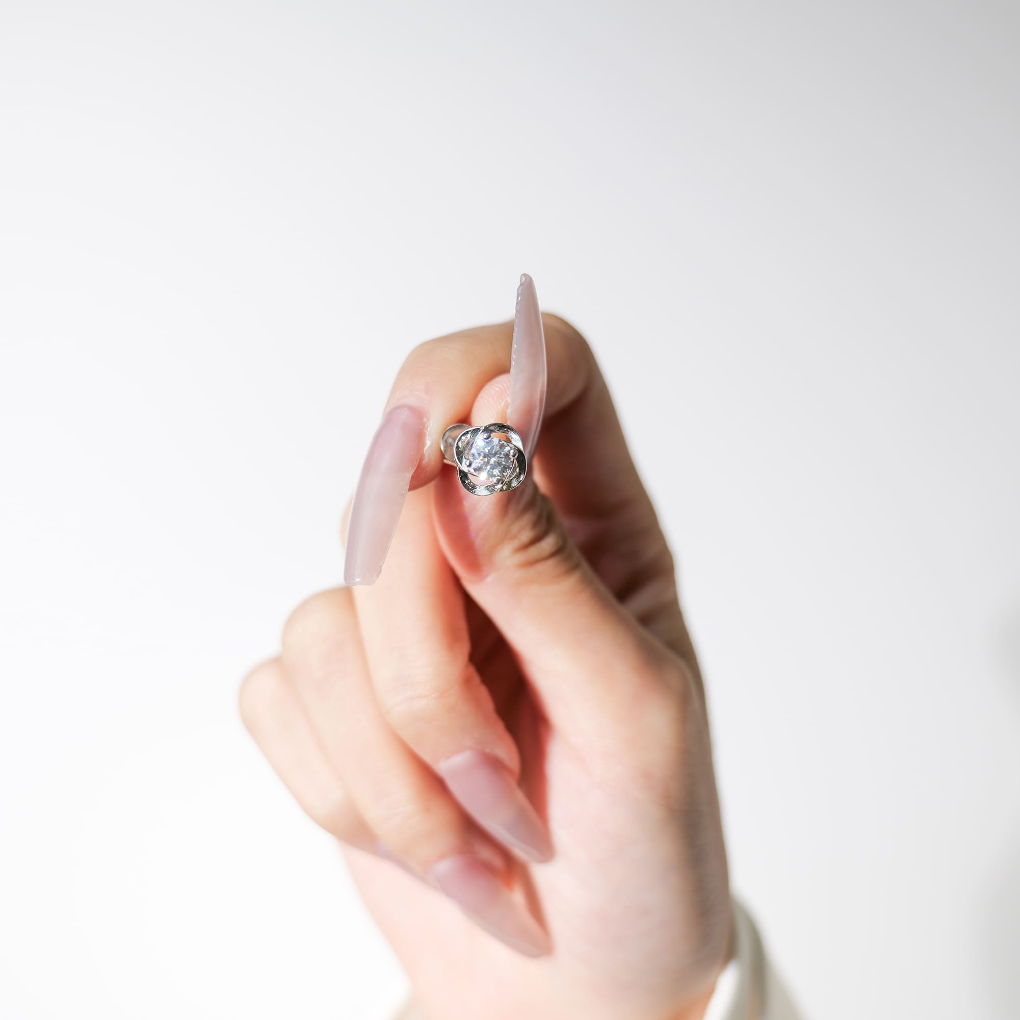 Minimalist Spiral Moissanite Stud Earrings - 925 Silver, White Gold Plated - Image 2