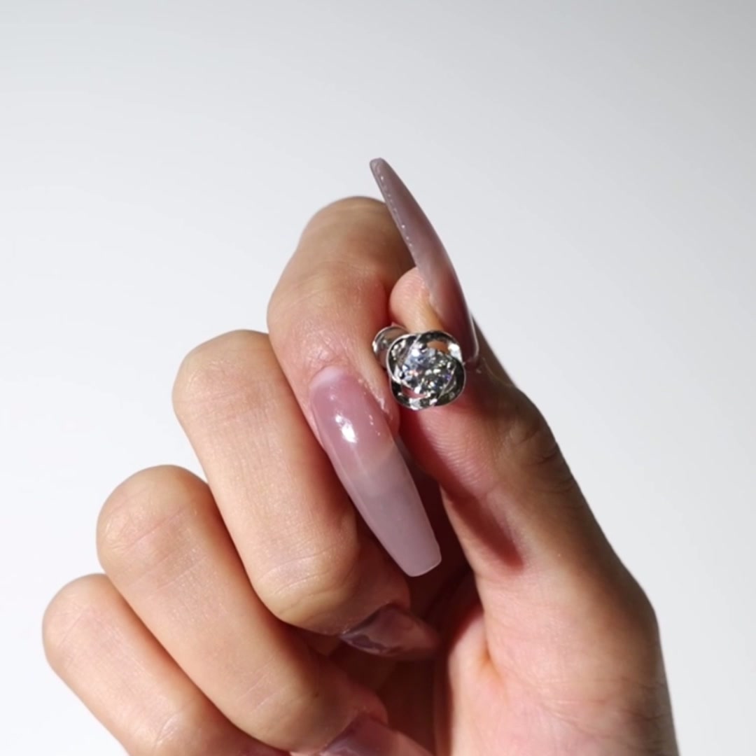 Minimalist Spiral Moissanite Stud Earrings - 925 Silver, White Gold Plated product video thumbnail