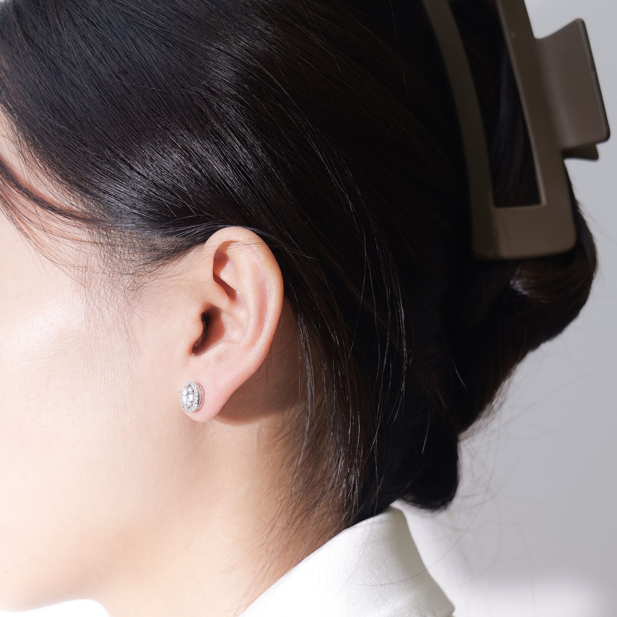 Stunning Moissanite Halo-Setting Stud Earrings - Ethical Gemstone & 925 Silver Plated with White Gold - Image 2