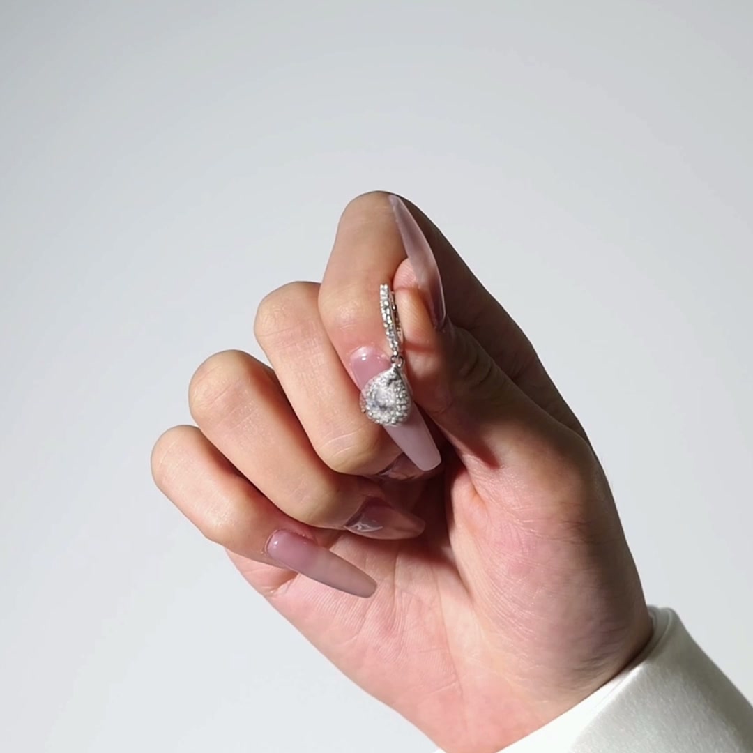 1CT Pear Cut Moissanite Halo Earrings - 925 Silver Plated with White Gold product video thumbnail